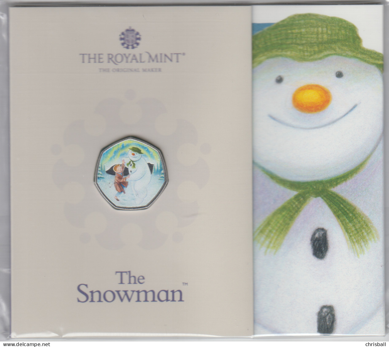 UK 50p Coin 2023 Snowman - Brilliant Coloured Uncirculated BU In Royal Mint Pres/Pack - 50 Pence