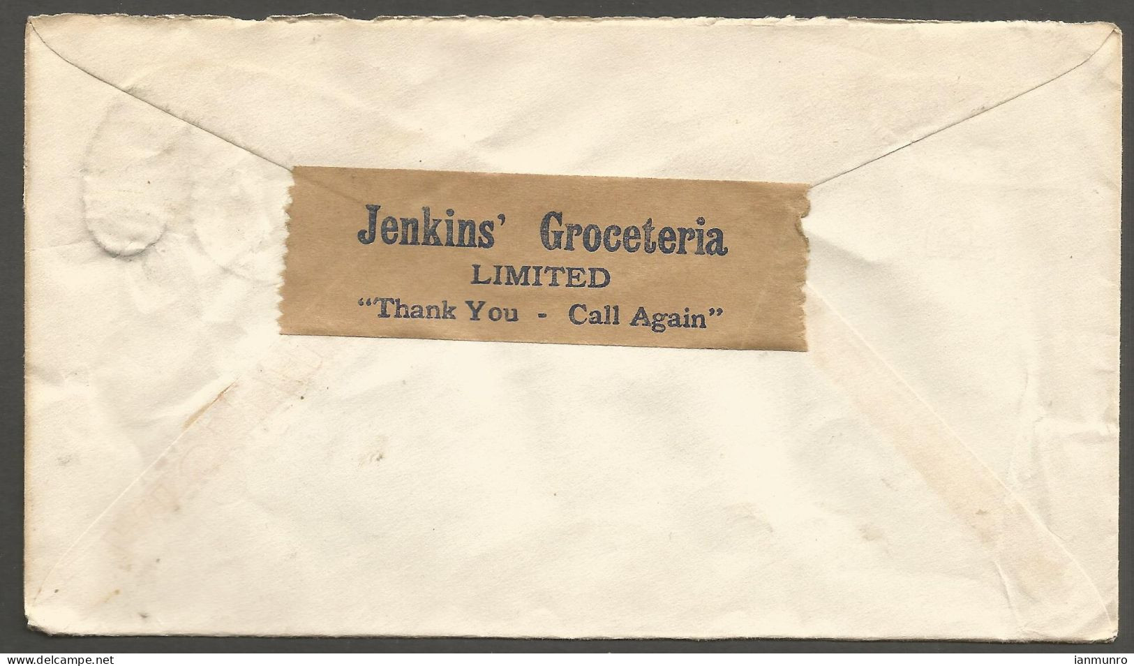 1929 Jenkins Groceteria Advertising Corner Card Cover 2c Admiral Duplex Olds Alberta AB - Histoire Postale