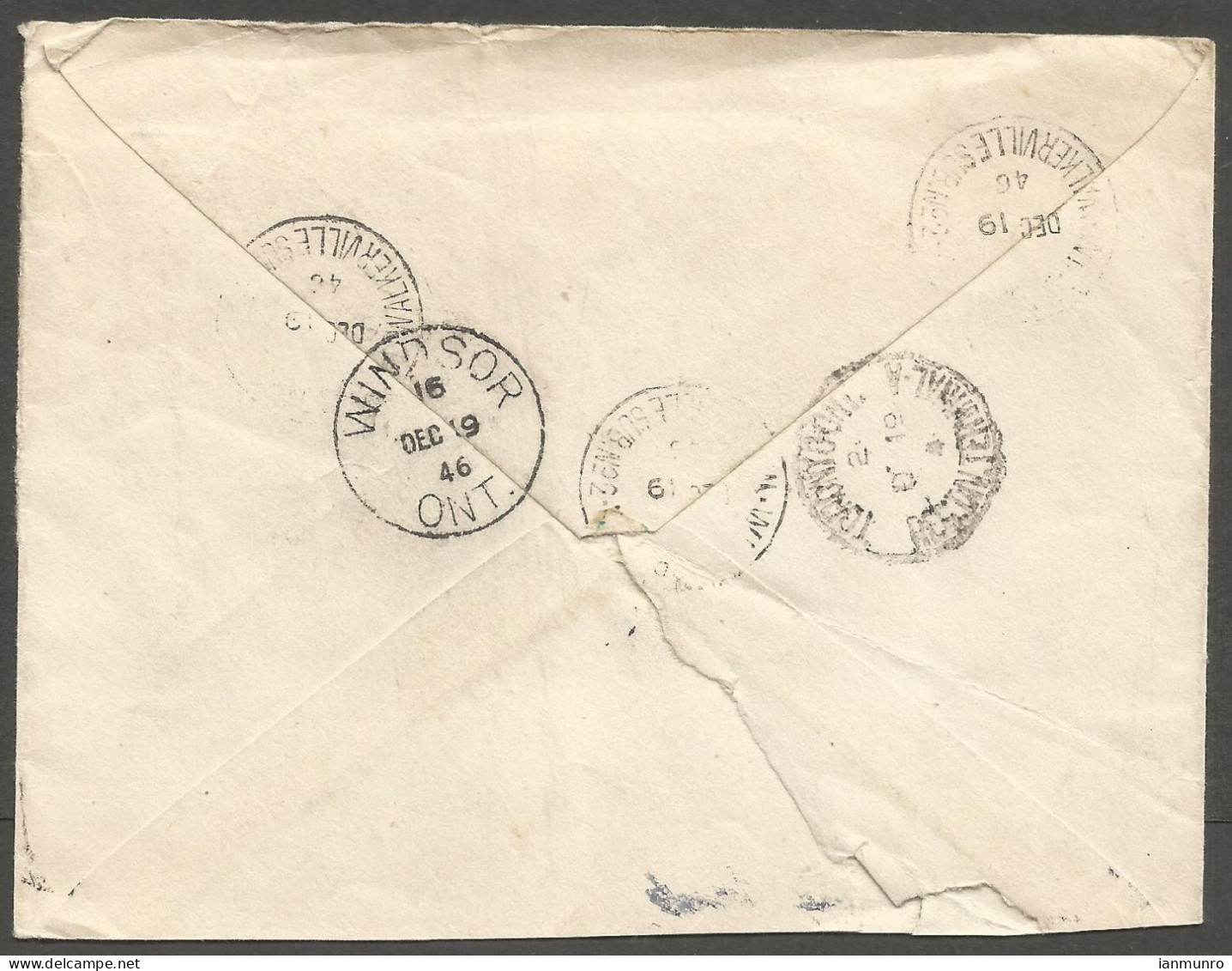 1946 Registered Cover 14c War/Peace CDS Windsor Walkerville Sub No 2 To Toronto Ontario - Postal History