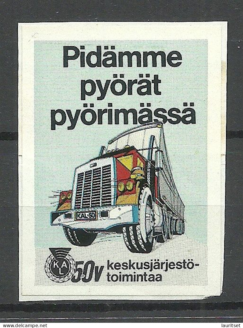 FINLAND FINNLAND Poster Stamp Reklamemarke Vignette (Sticker/Aufkleber) On Piece Truck Lastkraftwagen - Trucks