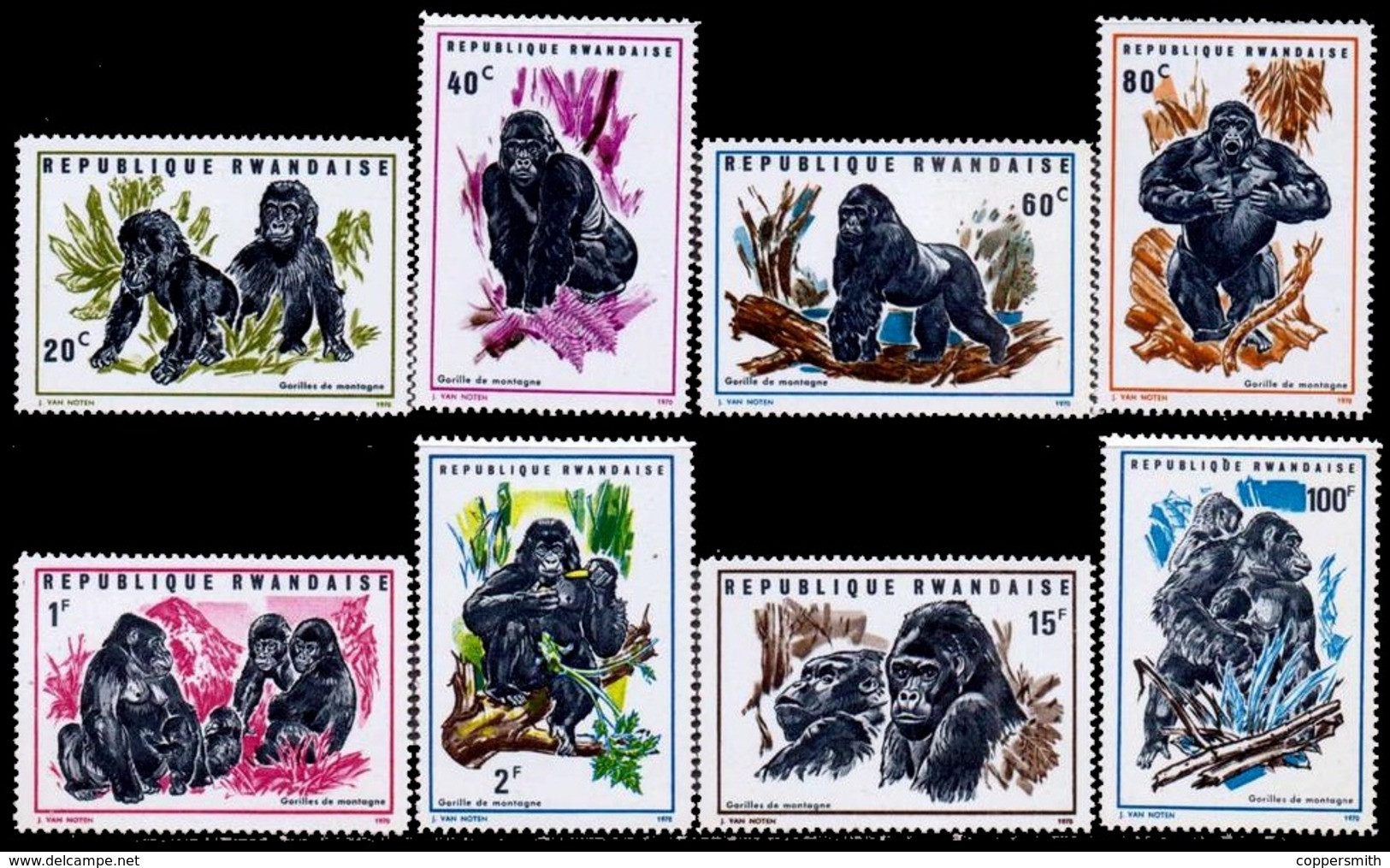 (055) Rwanda  Animals / Tiere / Monkeys / Singes / Affen / Gorillas  ** / Mnh  Michel 400-07 - Nuevos