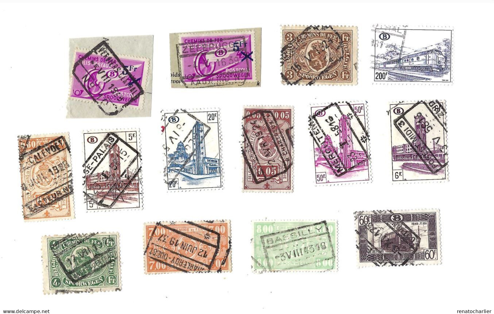 Collection De 60 Timbres Oblitérés.Chemins De Fer - Autres & Non Classés