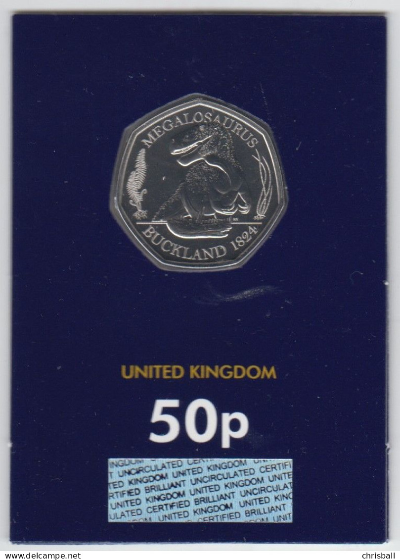 UK 50p Coin Dinosaur- Brilliant Uncirculated BU In Blue Card - 50 Pence