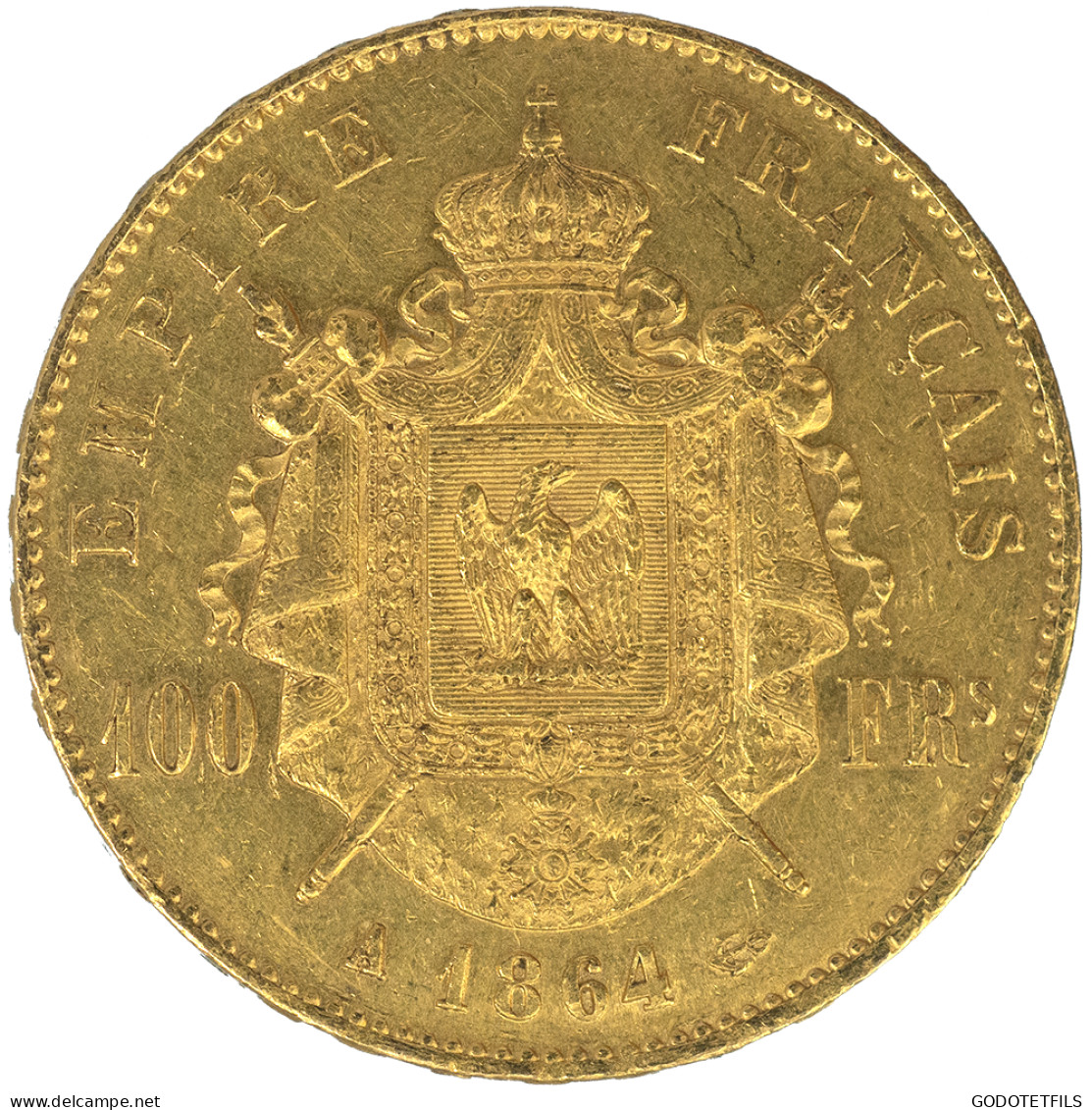 Second-Empire- 100 Francs Napoléon III Tête Laurée 1864 Paris - 100 Francs-or