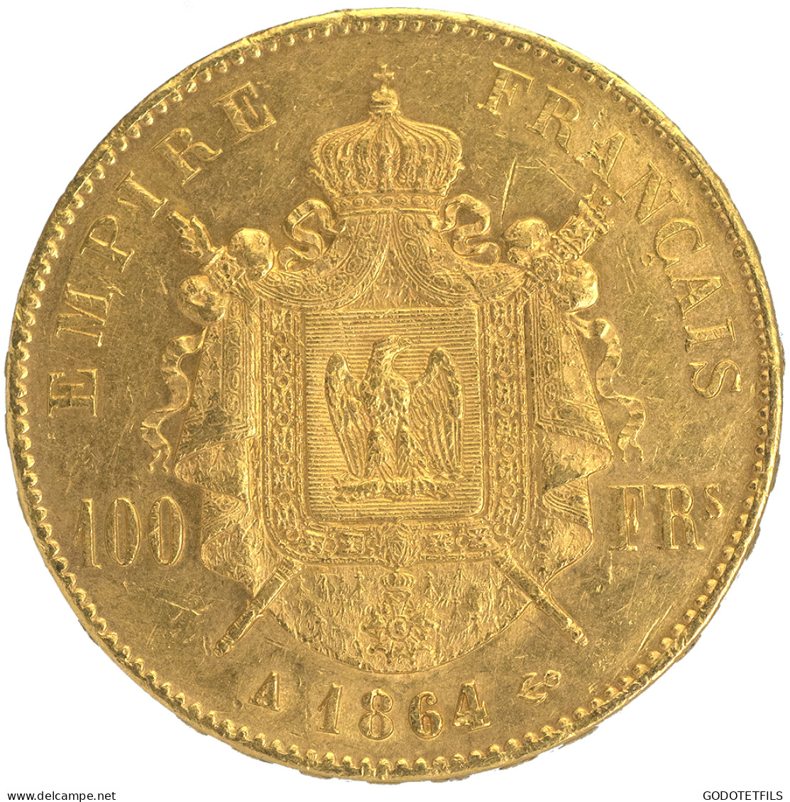 Second-Empire-100 Francs Napoléon III Tête Laurée 1864 Paris - 100 Francs-or