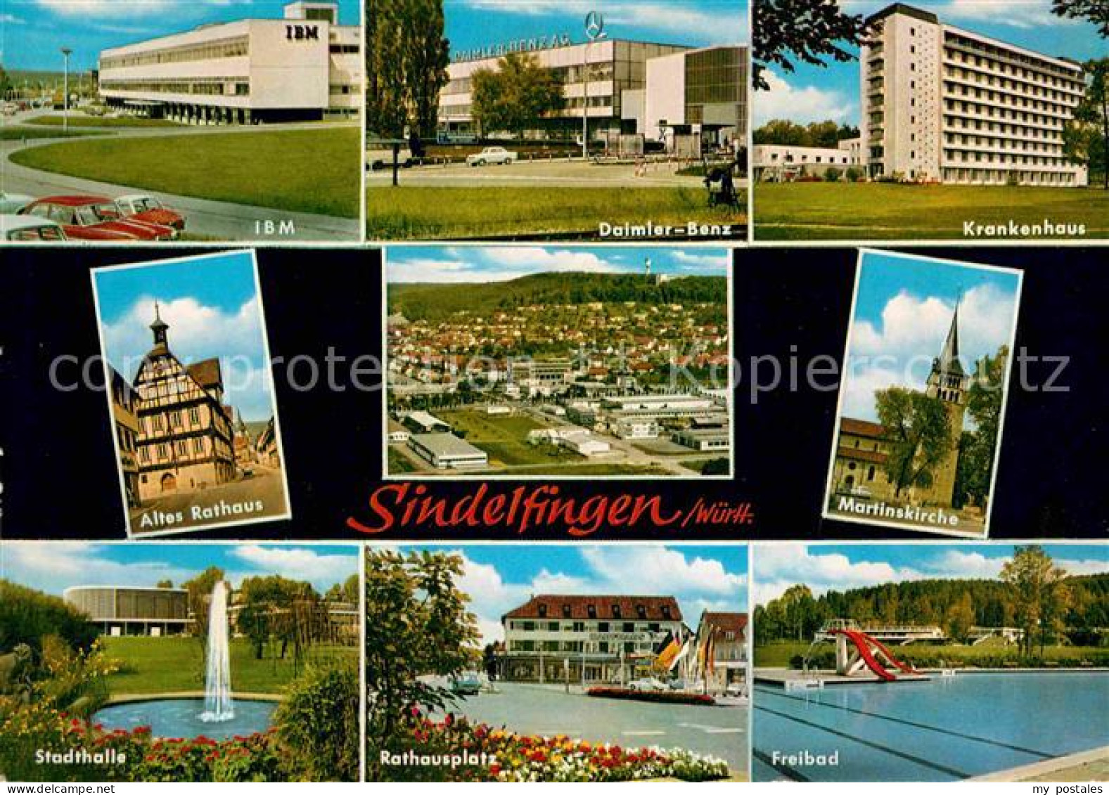 42625321 Sindelfingen Martinskirche Freibad Rathausplatz Stadthalle Daimler IBM  - Sindelfingen