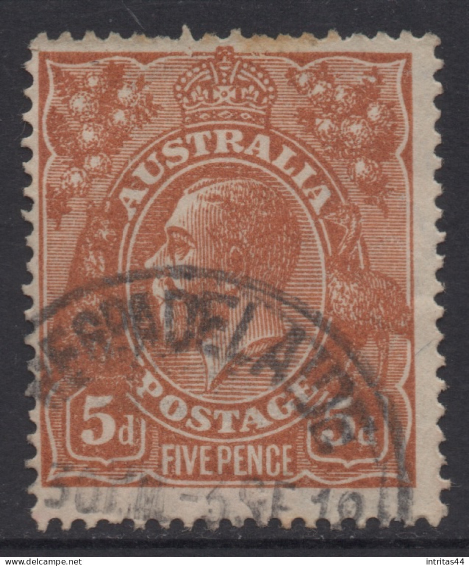 AUSTRALIA 1915 5d BROWN KGV STAMP Perf.14.1/4 LINE SG.23 VFU - Usati