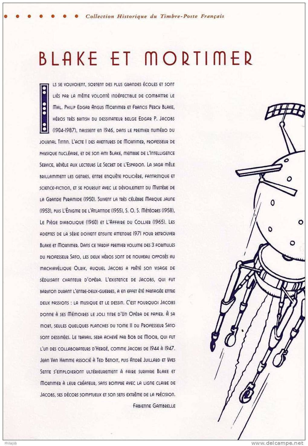 " BLAKE ET MORTIMER BELGIQUE / FRANCE " Sur Doc. Officiel De 2004 4 Pages N° YT 3669 3670 + BF BELGE N° 327 DPO à Saisir - Philabédés (comics)