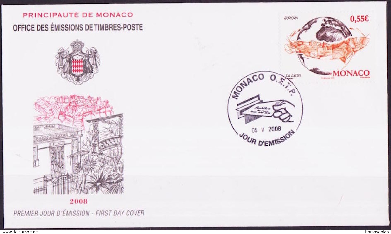 Europa CEPT 2008 Monaco FDC Y&T N°2632 - Michel N°2890 - 0,55€ EUROPA - 2008