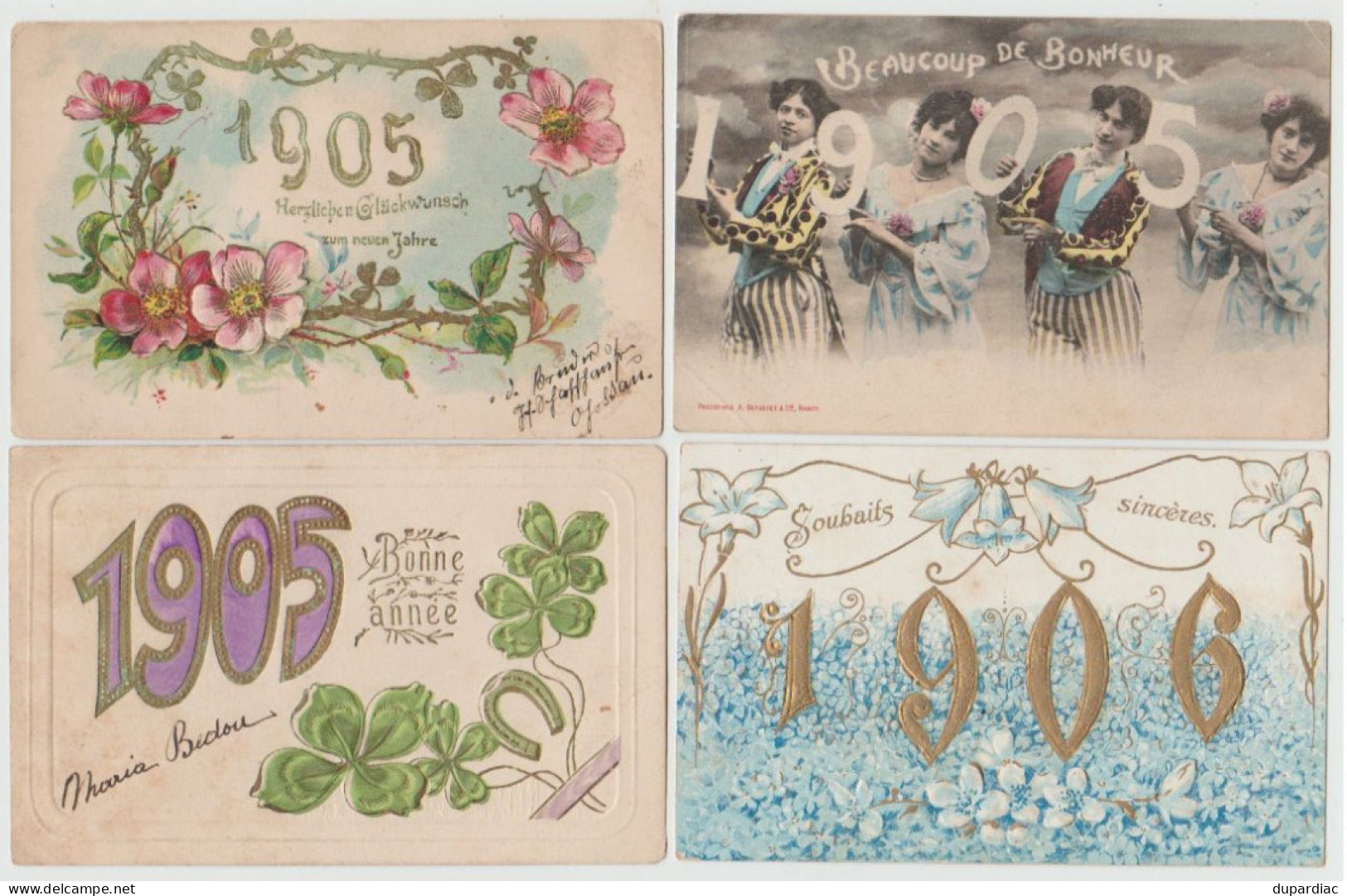 Millésimes des années 1903 à 1917 : lot de 33 cartes fantaisies.