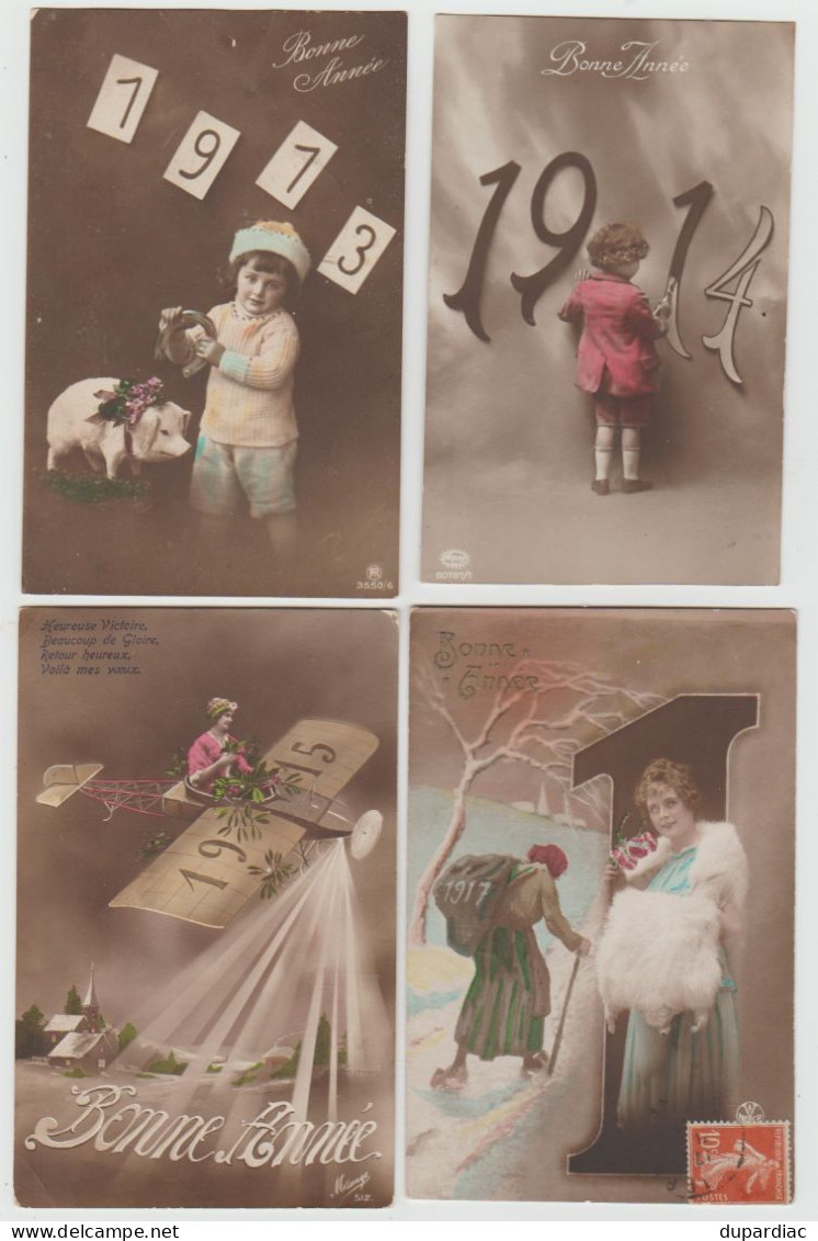 Millésimes des années 1903 à 1917 : lot de 33 cartes fantaisies.