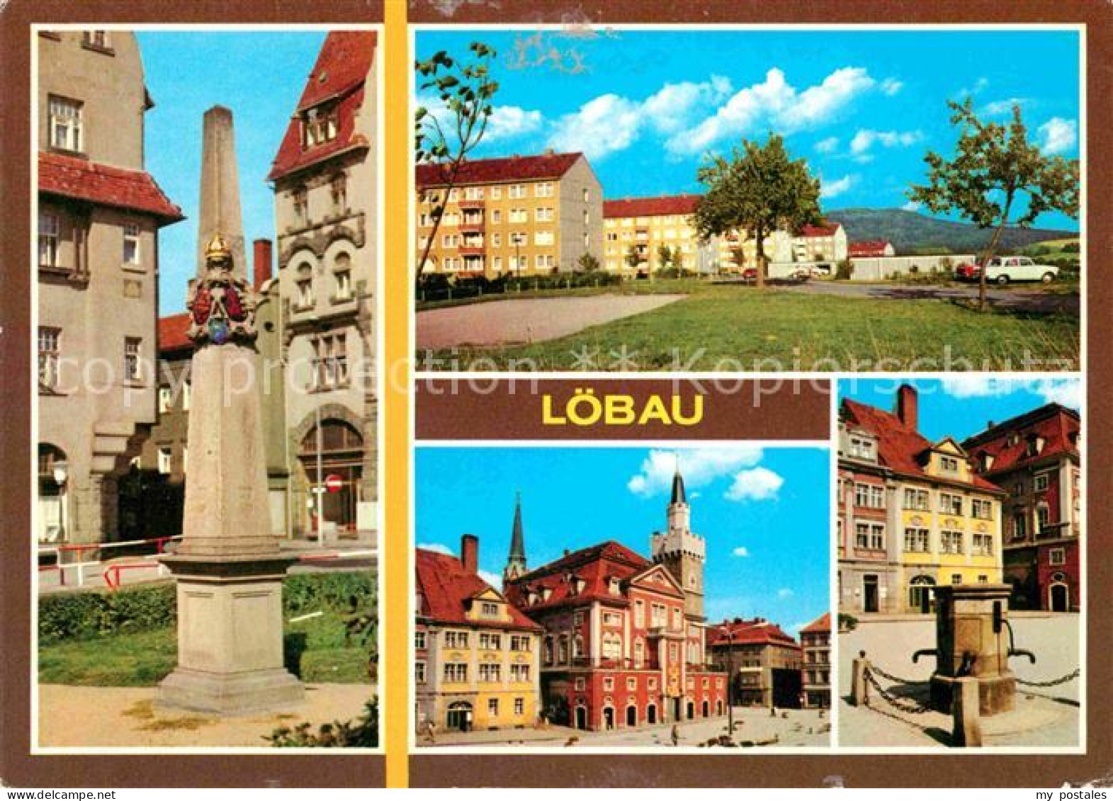 42620153 Loebau Sachsen Postmeilensaeule Berg Rathaus Platz Befreiung  Loebau - Loebau