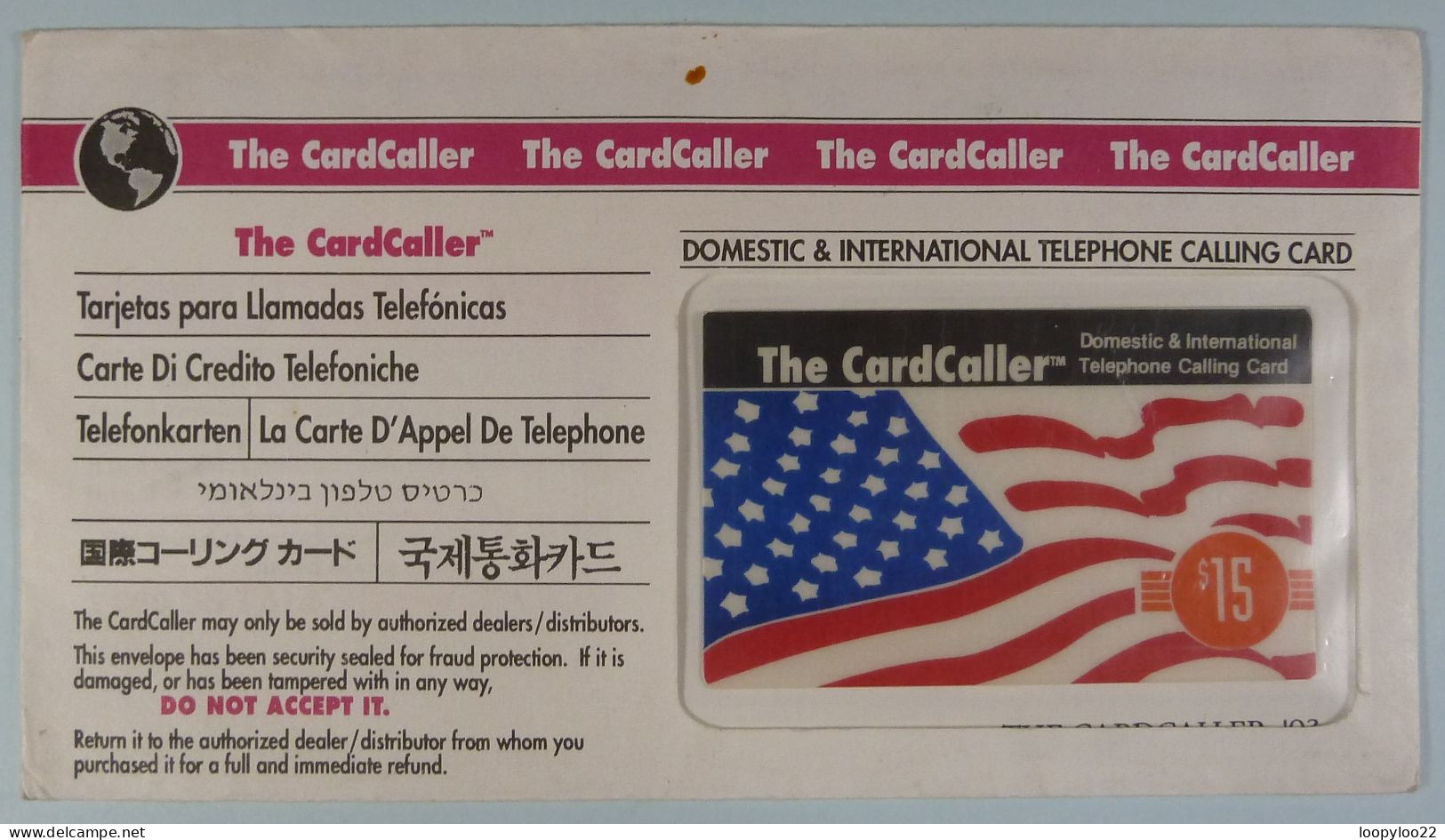 USA - The CardCaller - $15 - Domestic & International Calling Card - Mint In Original Folder - Sonstige & Ohne Zuordnung