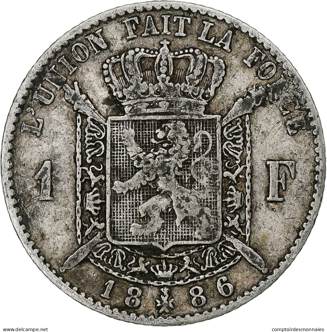 Monnaie, Belgique, Leopold II, Franc, 1886, Bruxelles, TTB, Argent, KM:28.2 - 1 Frank