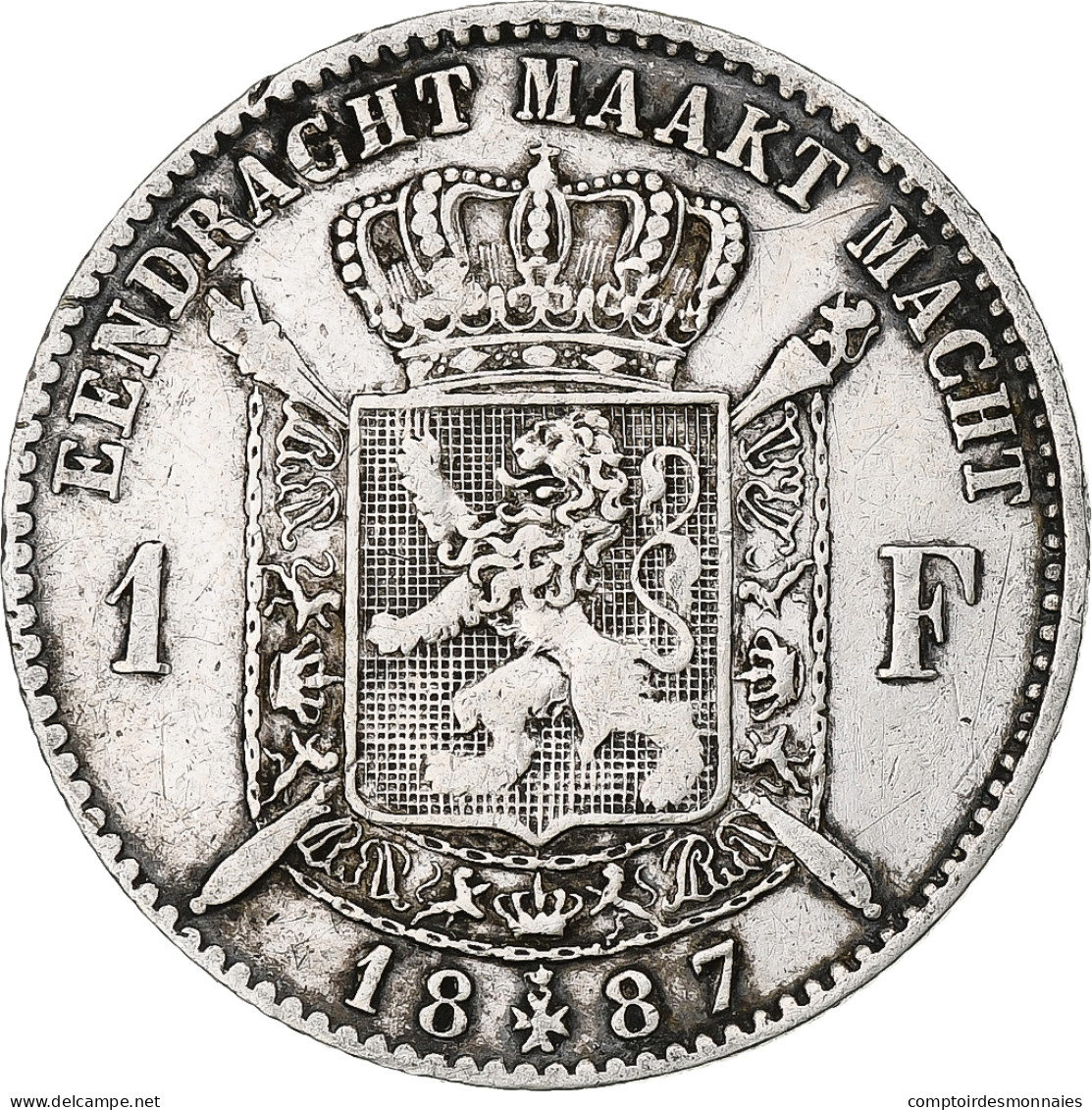 Monnaie, Belgique, Leopold II, Franc, 1887, TB+, Argent, KM:29.1 - 1 Franc