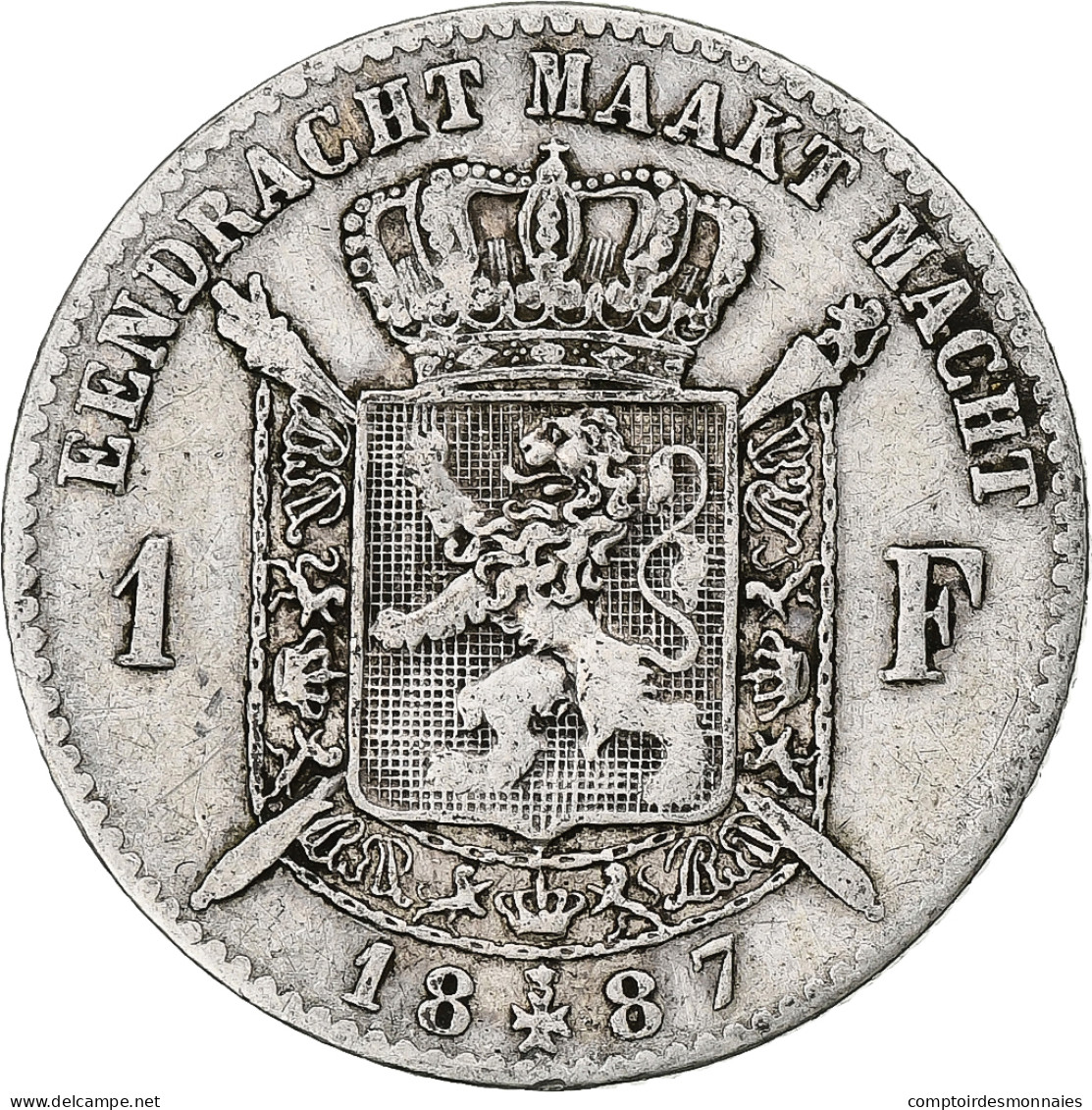 Monnaie, Belgique, Leopold II, Franc, 1887, TB, Argent, KM:29.1 - 1 Frank