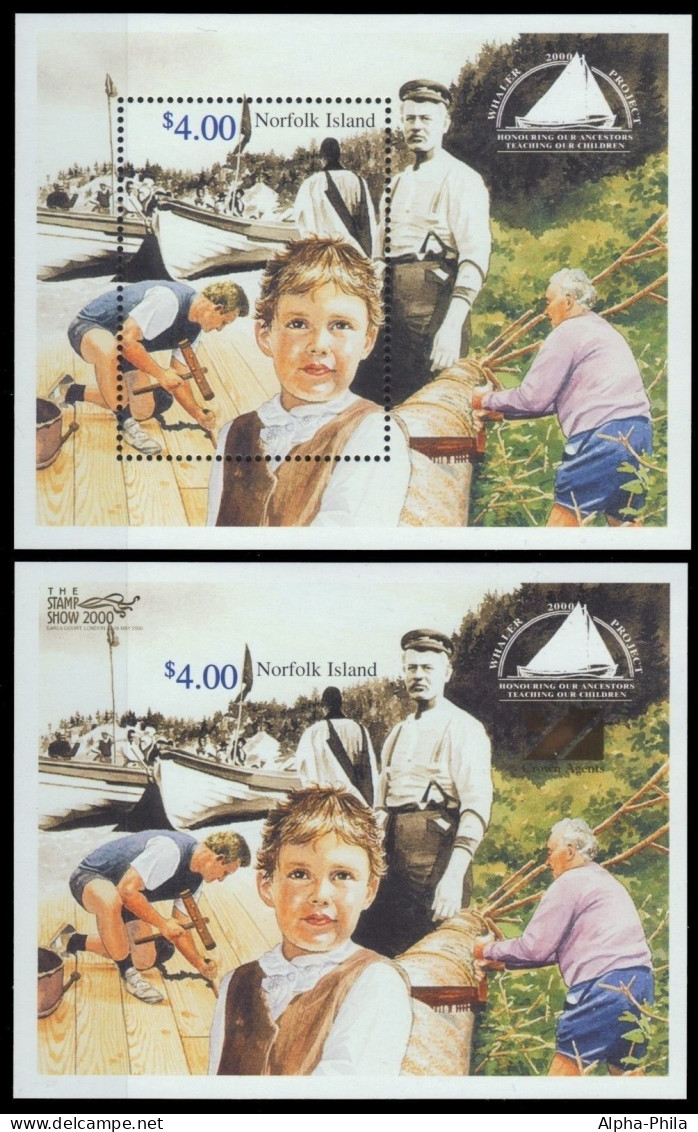 Norfolk-Insel 2000 - Mi-Nr. Block 34 & 34 I ** - MNH - Walfangbootbau - Norfolk Island