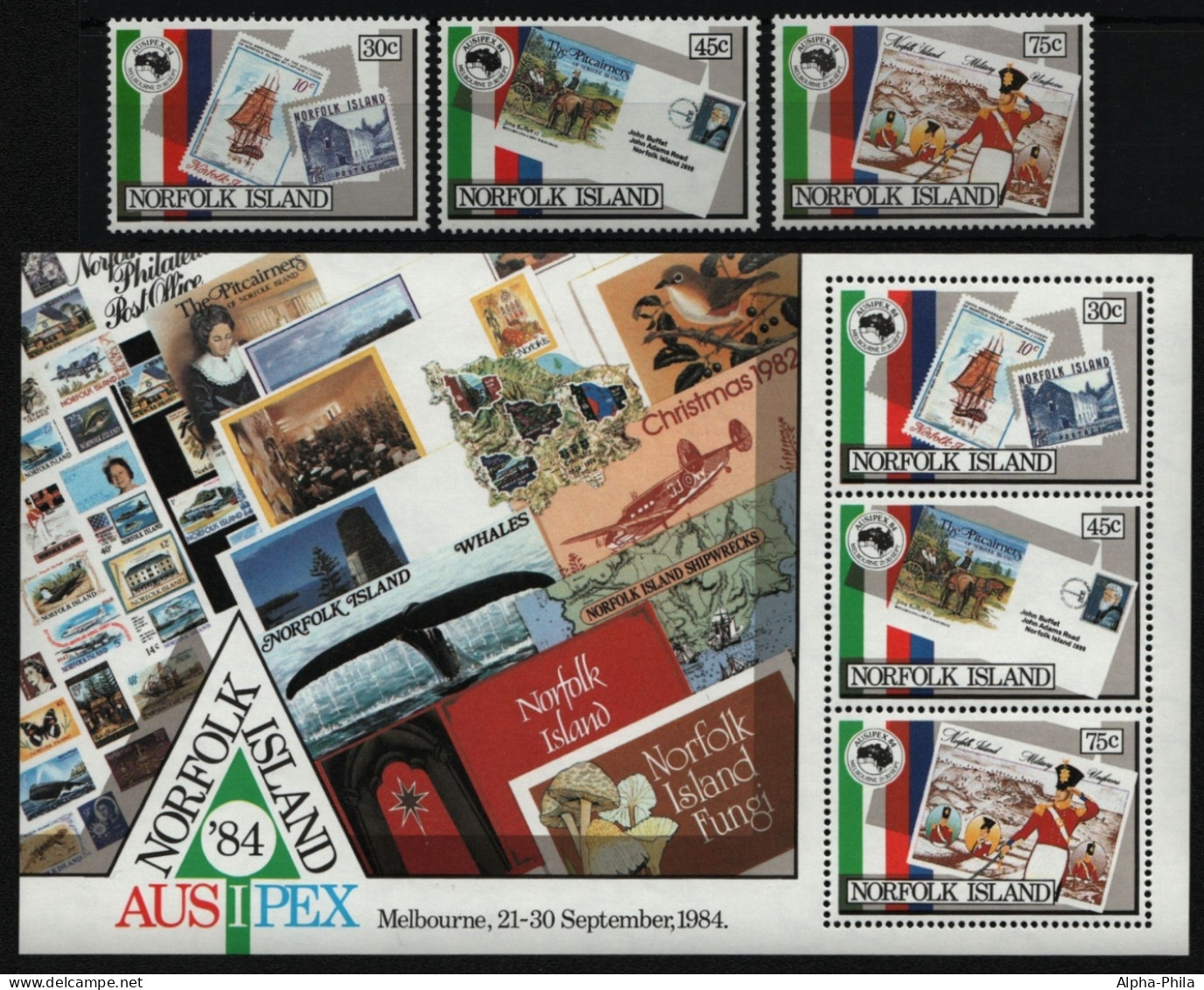 Norfolk-Insel 1984 - Mi-Nr. 344-346 & Block 6 ** - MNH - Marke Auf Marke - Norfolk Island