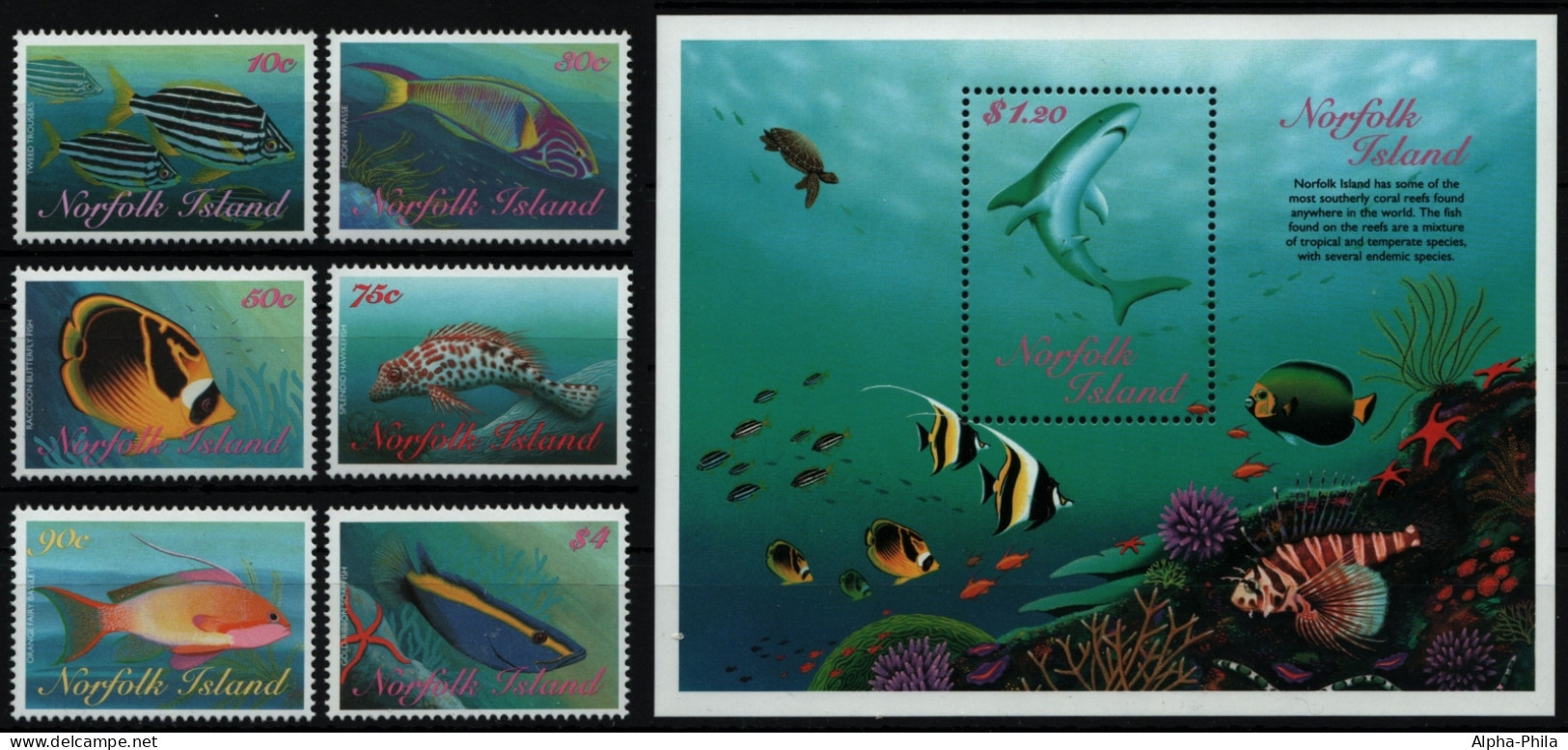 Norfolk-Insel 1998 - Mi-Nr. 659-664 & Block 24 ** - MNH - Fische / Fish - Norfolk Island