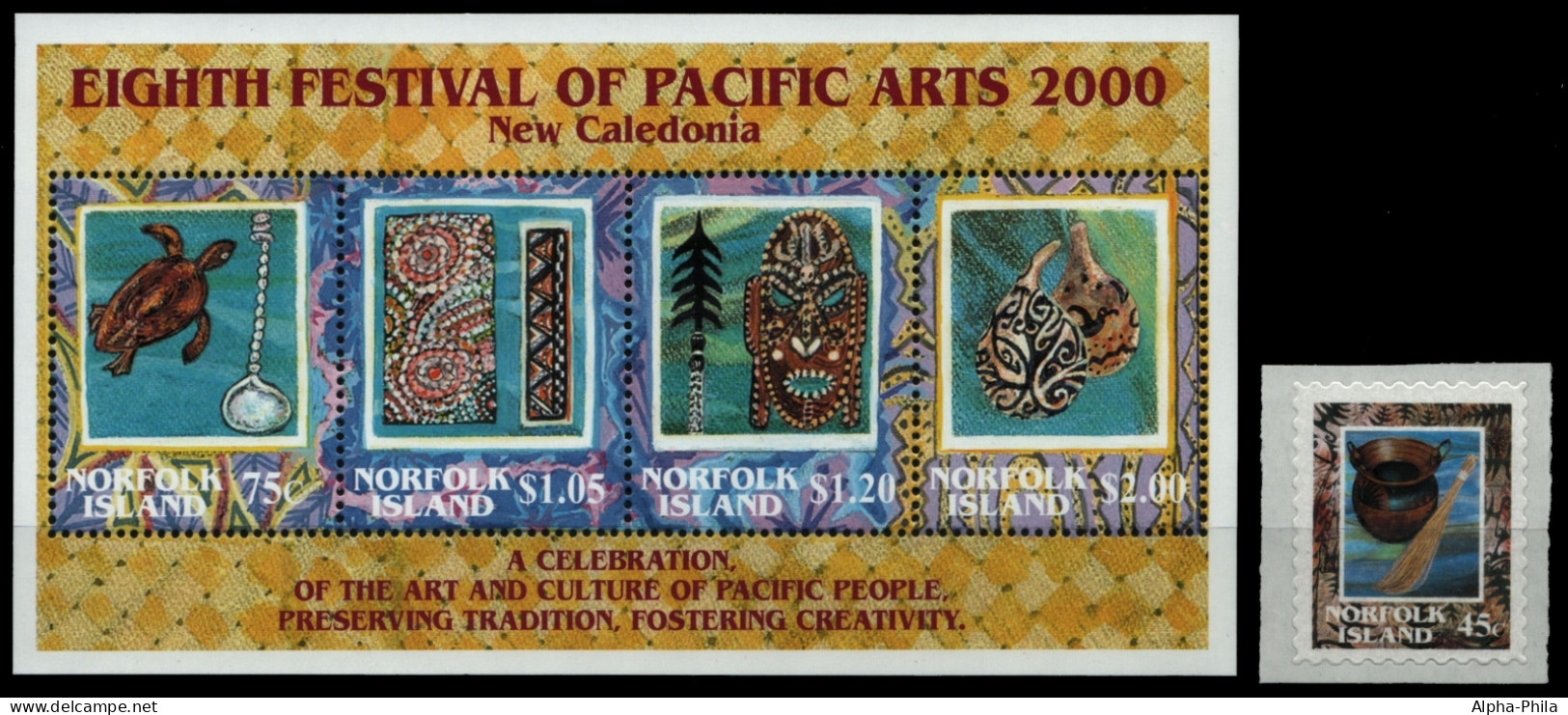 Norfolk-Insel 2000 - Mi-Nr. 730 & Block 35 ** - MNH - Kunstfestival - Norfolk Island