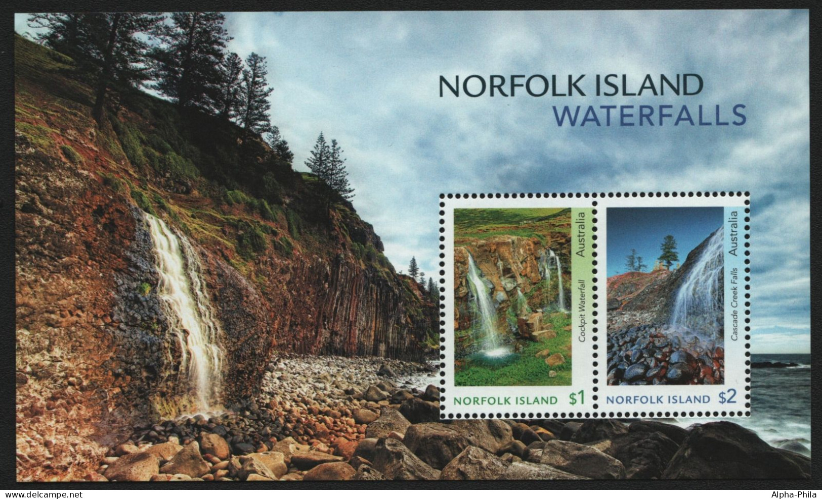 Norfolk-Insel 2017 - Mi-Nr. Block 65 ** - MNH - Natur - Wasserfälle - Norfolk Island