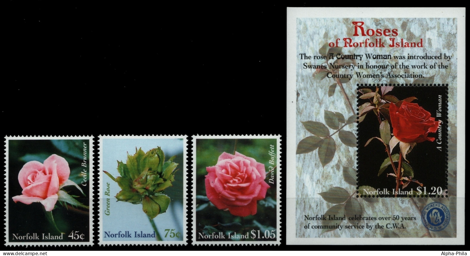 Norfolk-Insel 1999 - Mi-Nr. 696-698 & Block 31 ** - MNH - Rosen / Roses - Norfolk Island