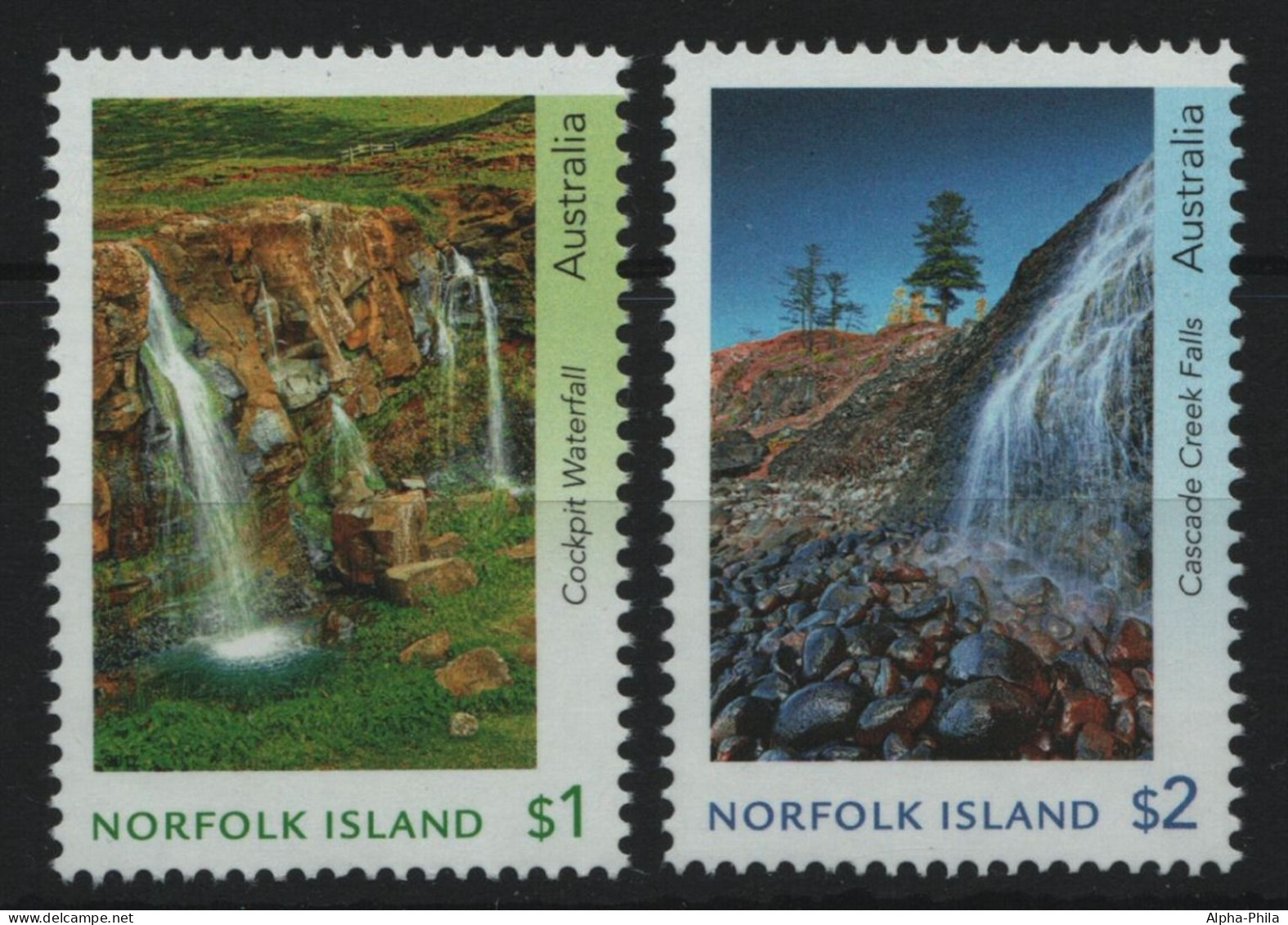 Norfolk-Insel 2017 - Mi-Nr. 1270-1271 ** - MNH - Natur - Wasserfälle - Norfolk Island