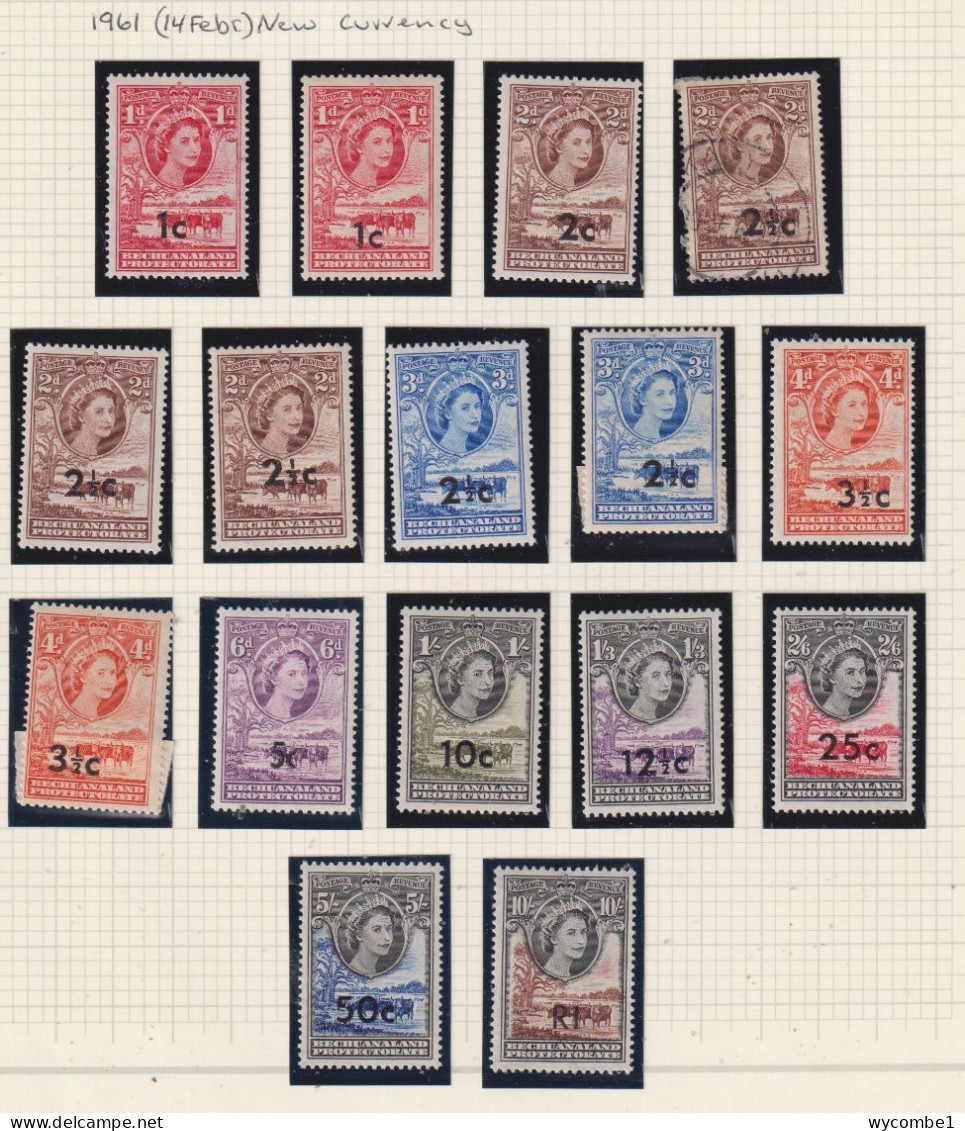 BECHUANALAND  - 1961 Elizabeth II Definitives Decimal Currency Surchs. Set With Varieties Hinged Mint  (1 X 21/2c Used) - 1885-1964 Bechuanaland Protectorate