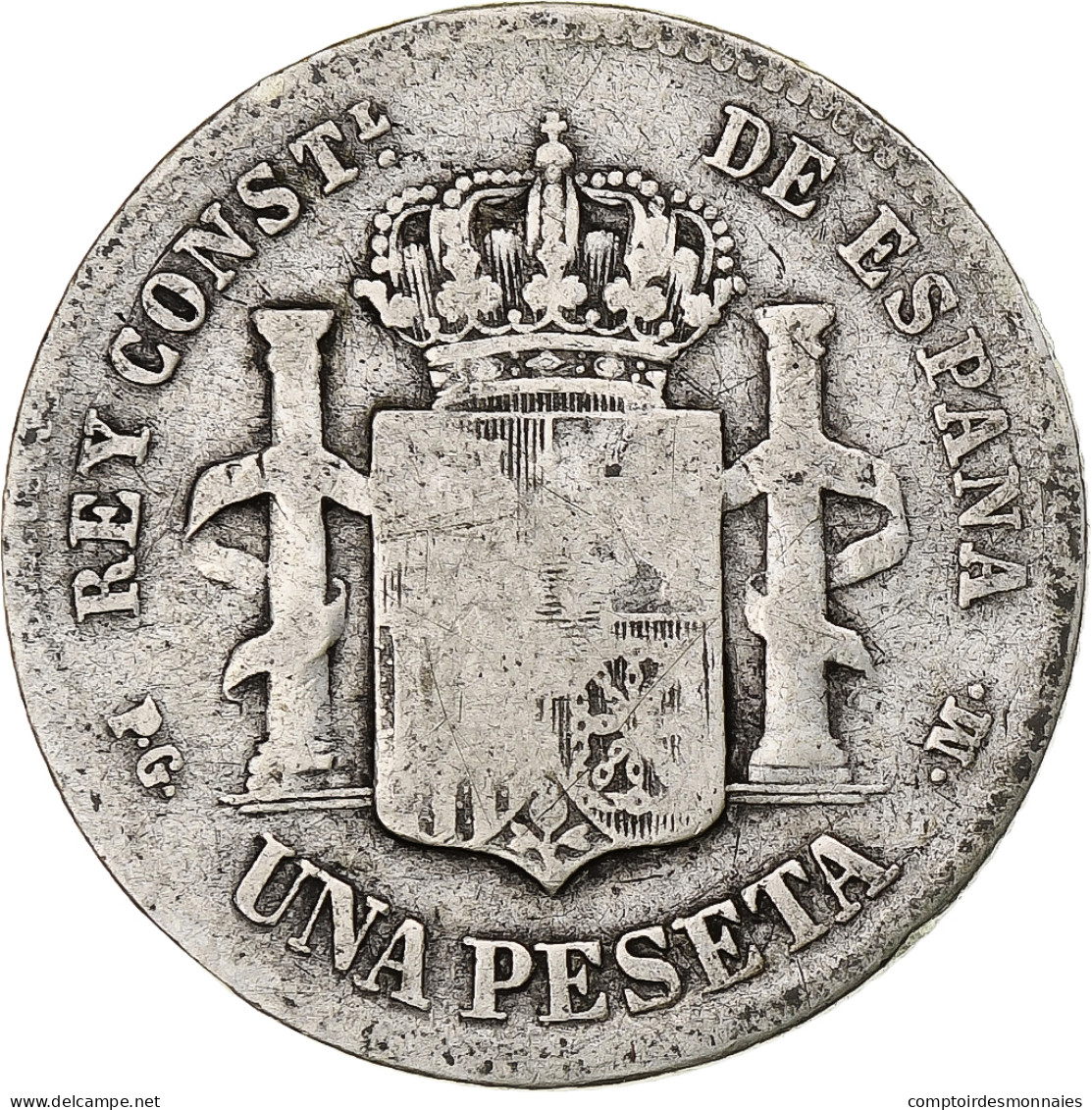 Monnaie, Espagne, Alfonso XIII, Peseta, 1891, Madrid, TB, Argent, KM:691 - Premières Frappes