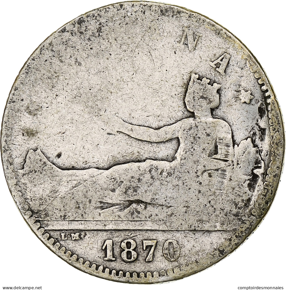 Monnaie, Espagne, Provisional Government, Peseta, 1870, B, Argent, KM:653 - Premières Frappes