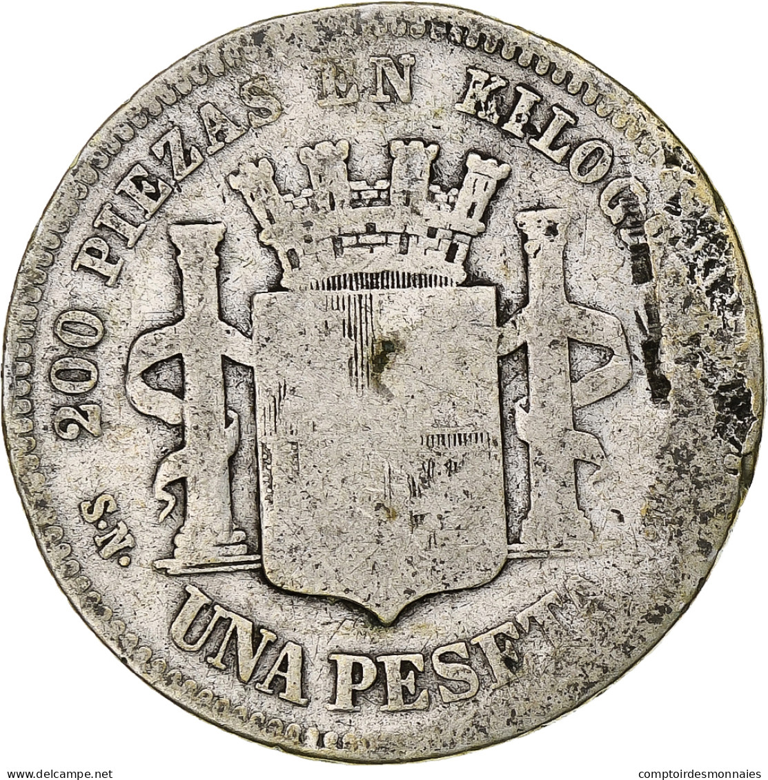 Monnaie, Espagne, Provisional Government, Peseta, 1870, B, Argent, KM:653 - First Minting