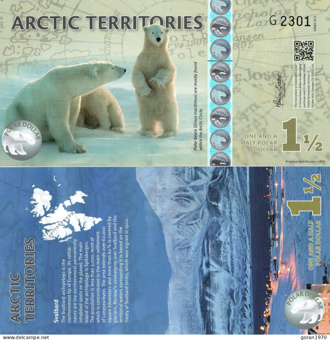 ARCTIC Territories Set 1, 1,5 And 2 Polar Dollars 2012 UNC Polymer - Other - America