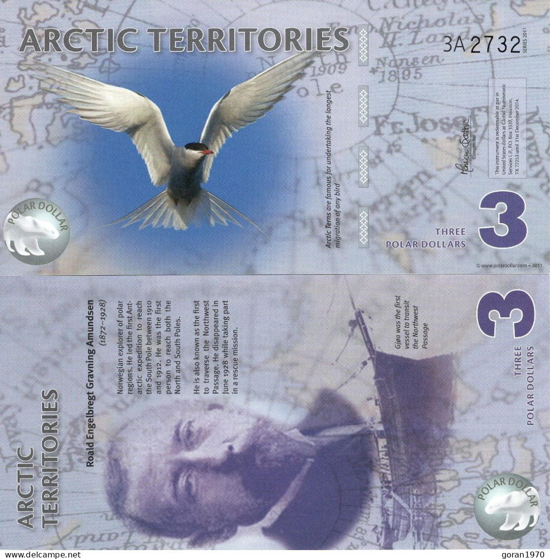 ARCTIC Territories 3 Polar Dollars 2011 UNC Polymer - Autres - Amérique