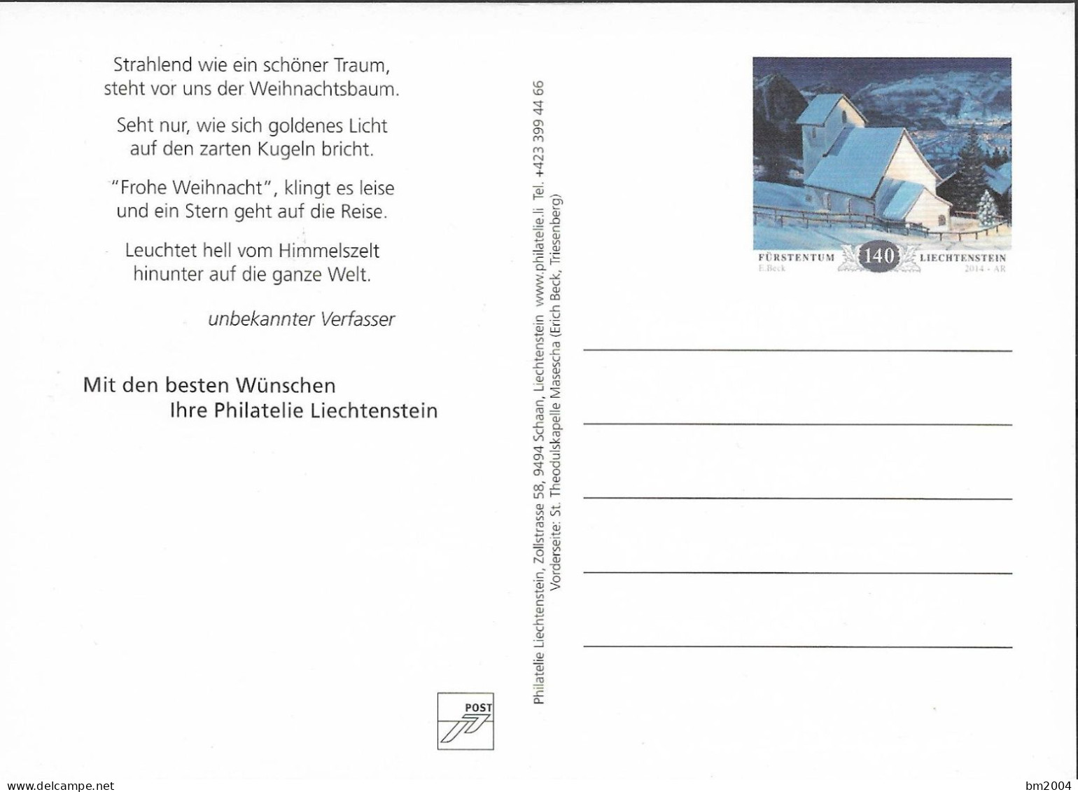 2014Liechtenstein NOEL - Interi Postali