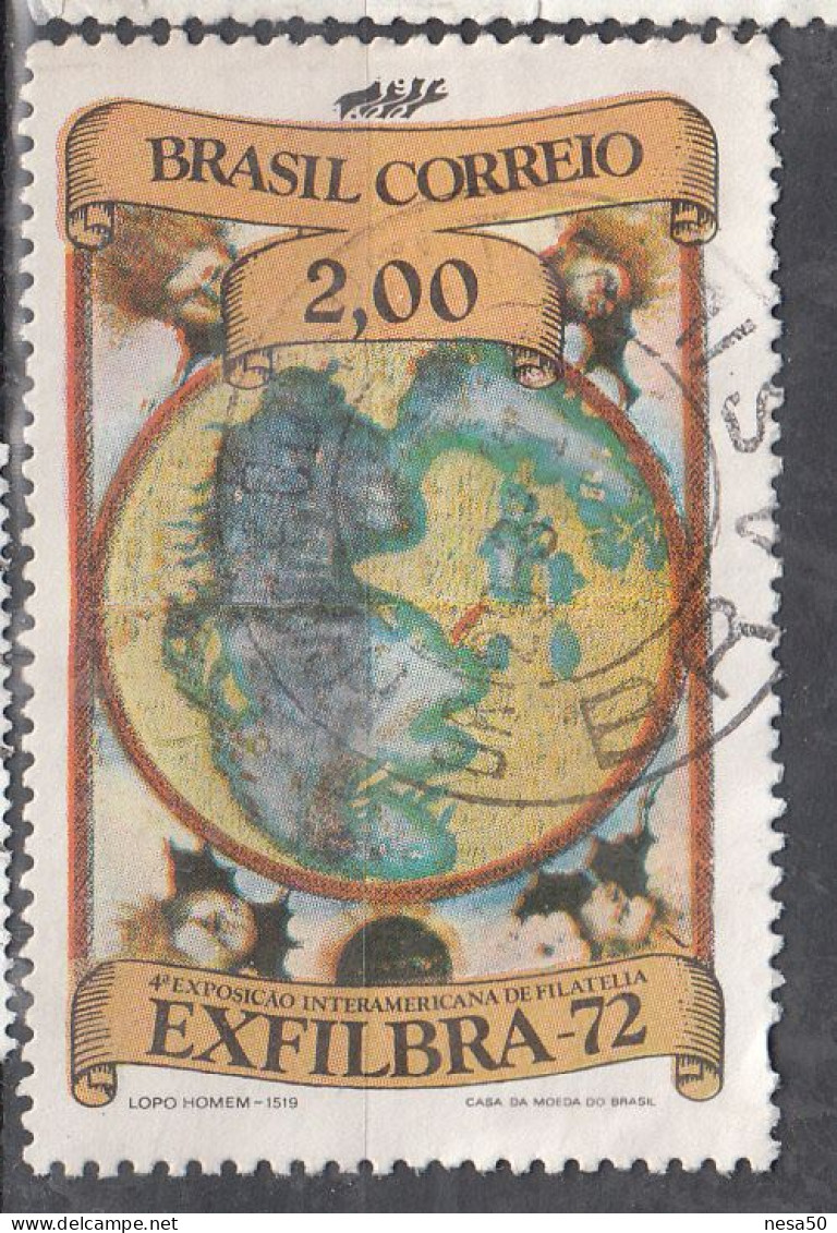 Brazilie 1972 Mi Nr 1335, EXFILBRA ’72, Wereldkaart Uit 1519 - Used Stamps