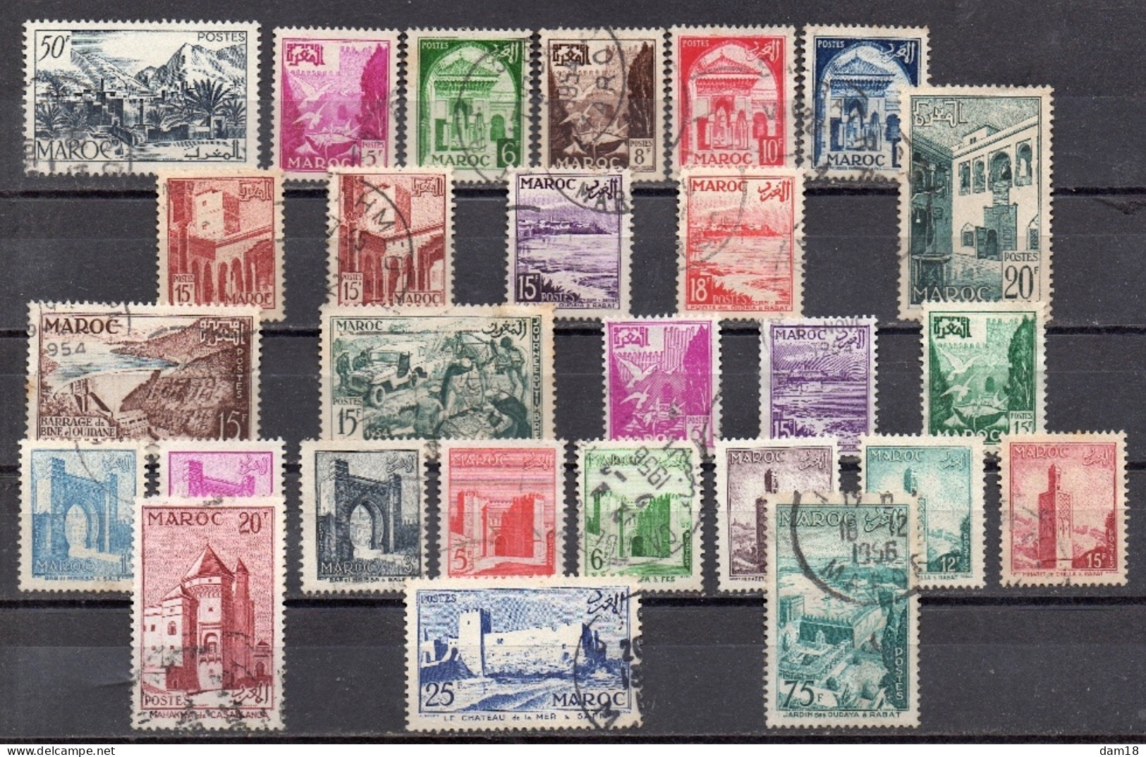 MAROC ENTRE N° 293 Et 361  27 TIMBRES DIFFERENTS OBLITERES(1950-1956) - Used Stamps