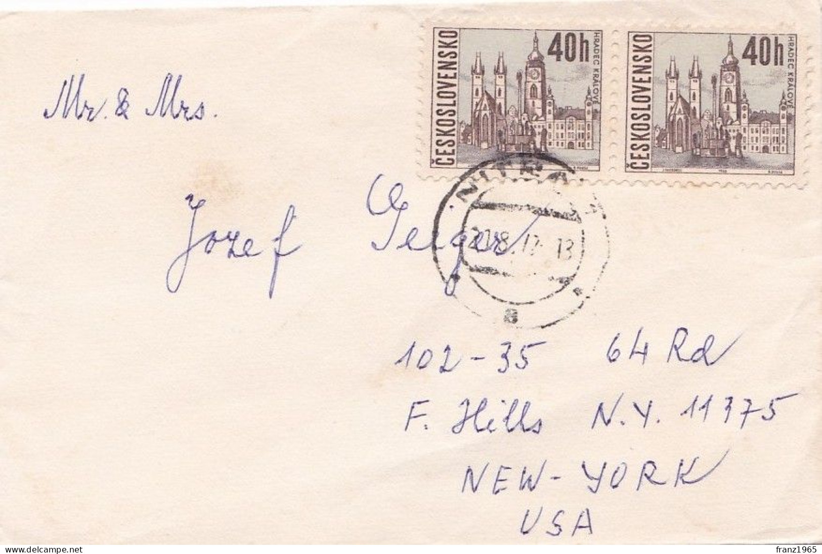 From Czechoslovakia To USA - Lettres & Documents