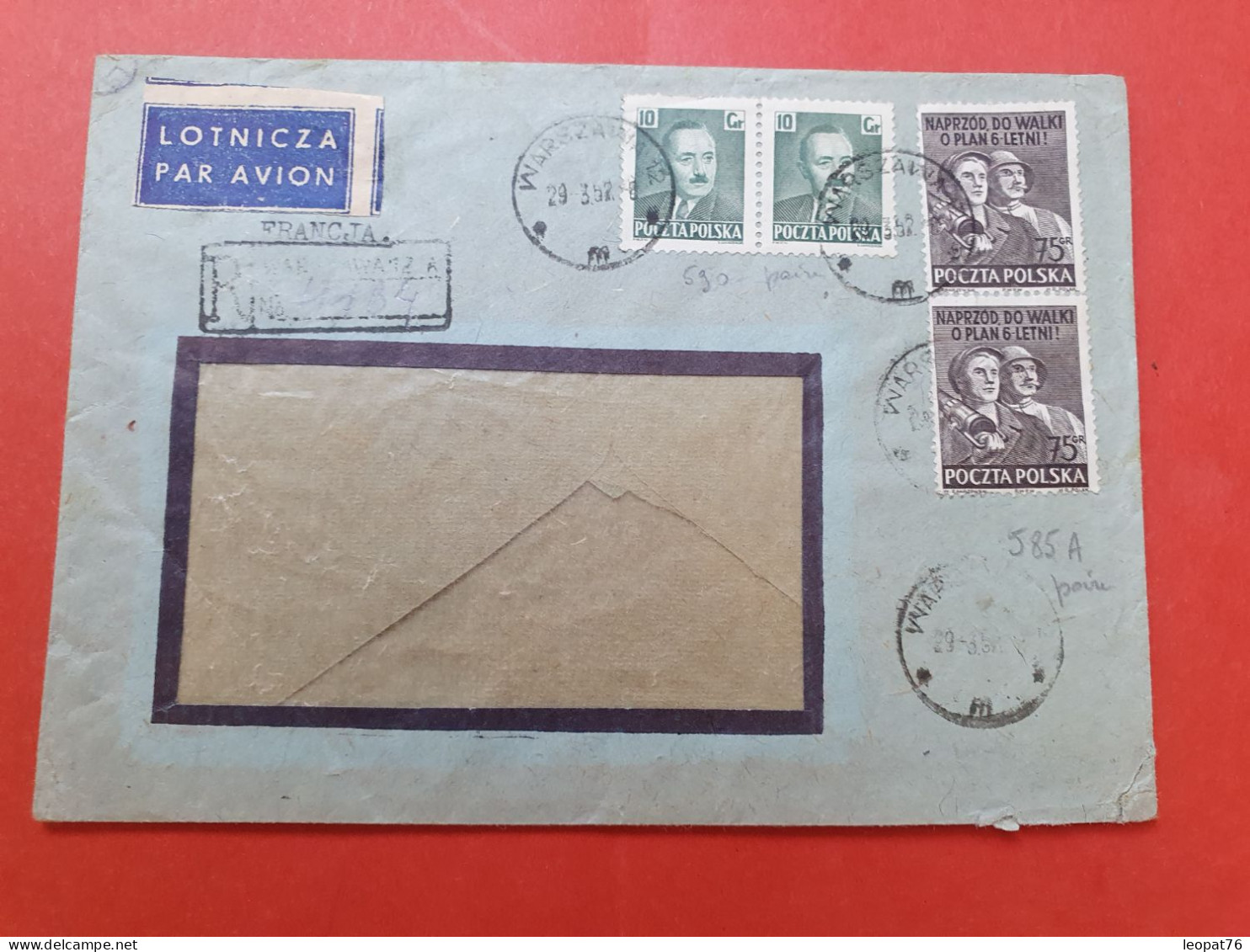 Pologne - Enveloppe En Recommandé De Warszawa Pour La France En 1952 - D 472 - Storia Postale