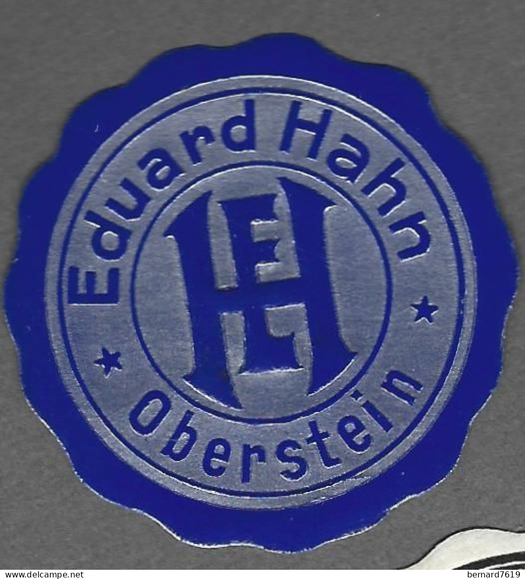 Cachet De Fermeture   -  Allemagne  - Oberstein -  Eduard Hahn - Erinnophilie