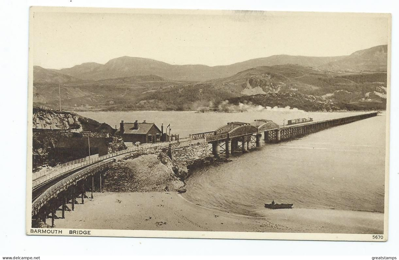 Postcard Wales Barmouth Railway Bridge With Steam Engine Photochrom - Ouvrages D'Art