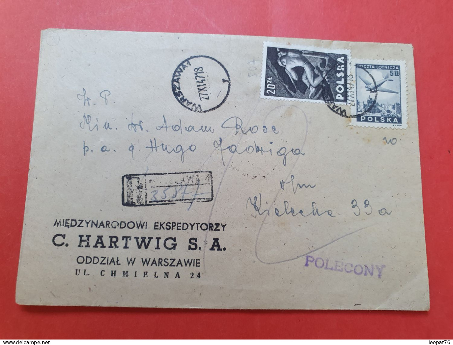 Pologne - Enveloppe En Recommandé De Warszawa En Local En 1947 - D 480 - Cartas & Documentos