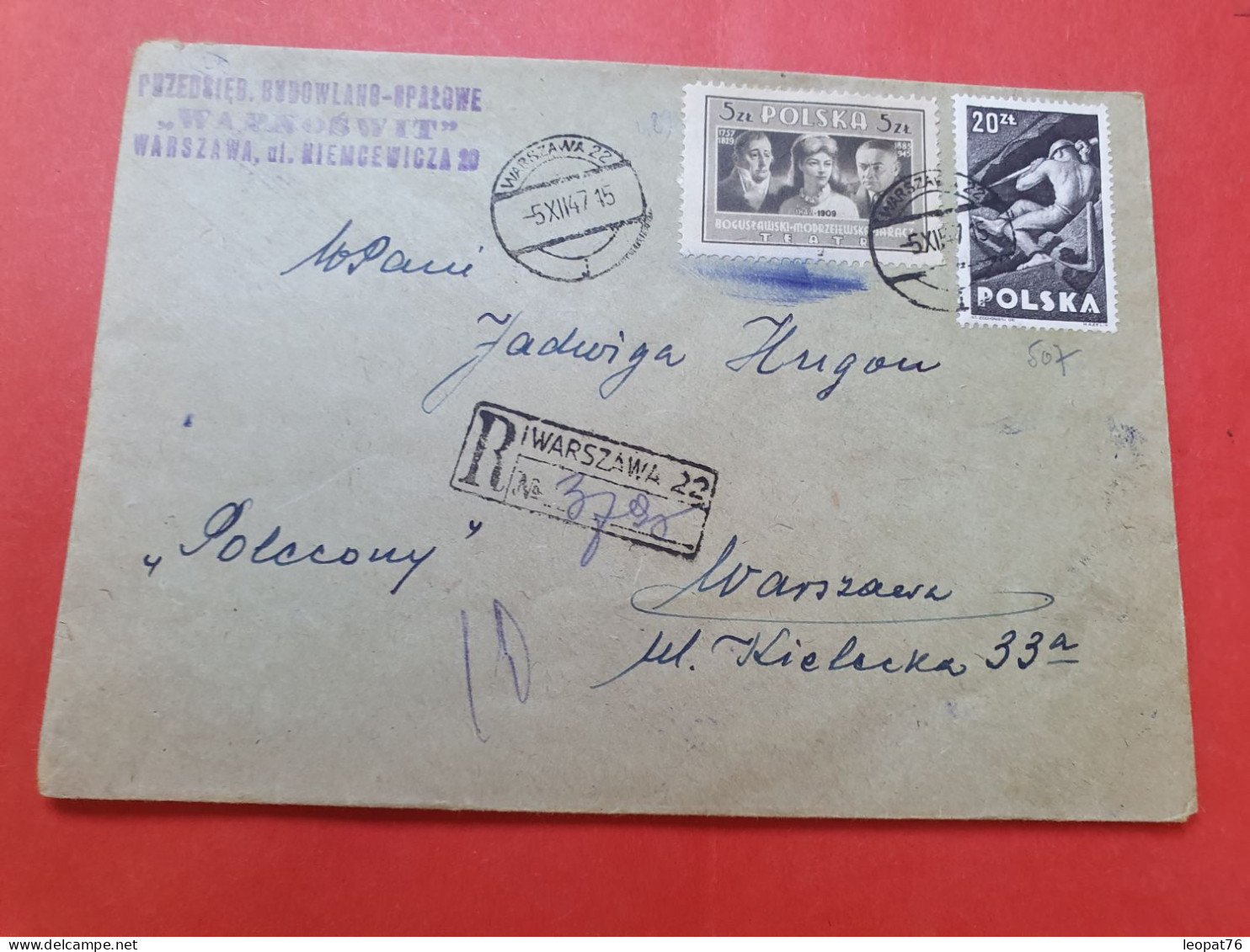 Pologne - Enveloppe En Recommandé De Warszawa En Local En 1947  - D 481 - Cartas & Documentos