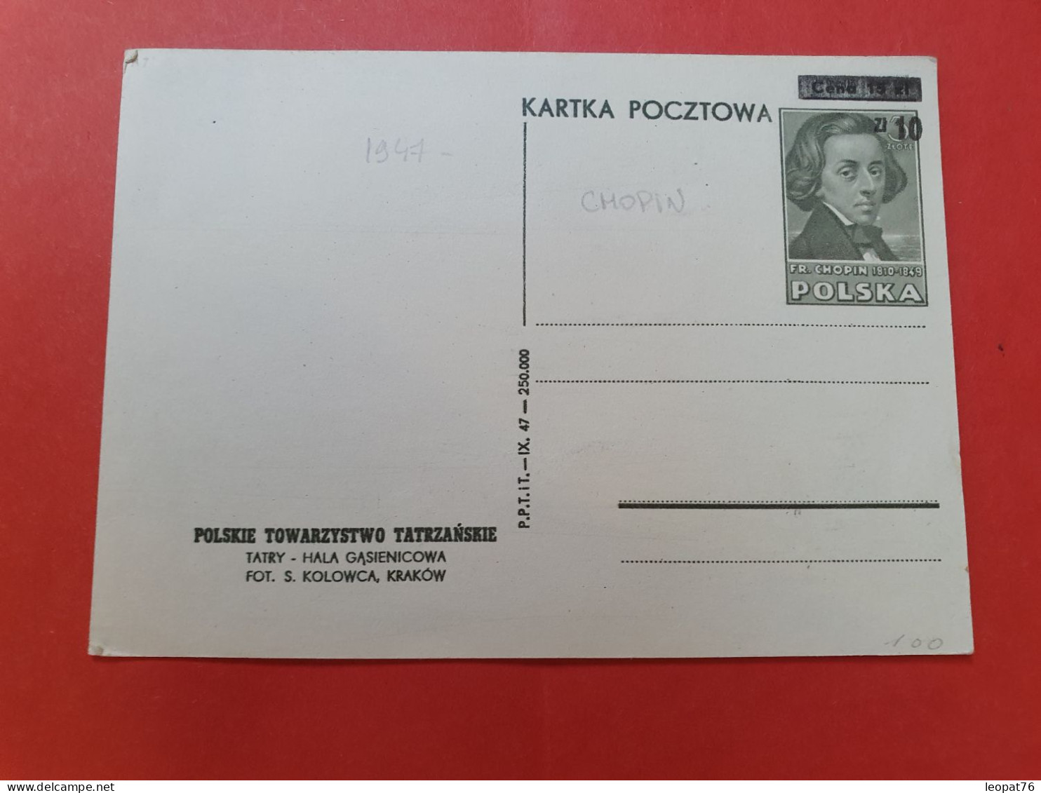 Pologne - Entier Postal Chopin Surchargé, Non Circulé  - D 484 - Stamped Stationery