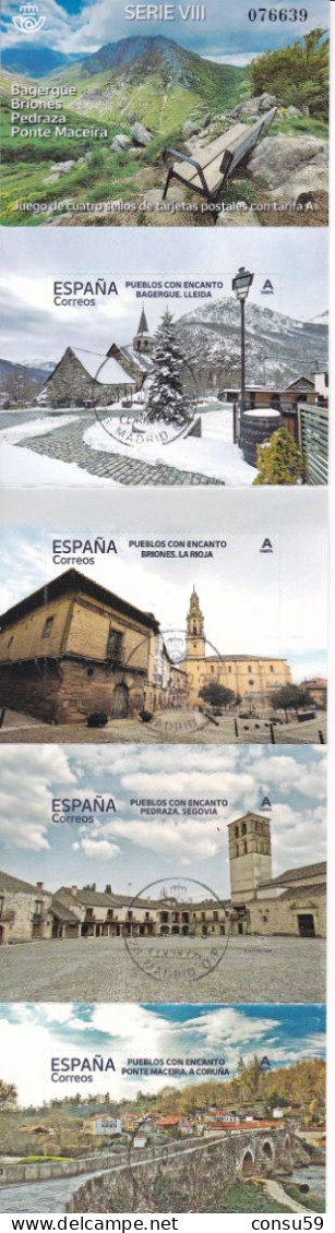 2023-ED. 5644 A 5647 EN CARNET -Pueblos Con Encanto. Bagergue, Lleida. Briones, La Rioja. Pedraza, Segovia. Ponte Maceir - Gebruikt
