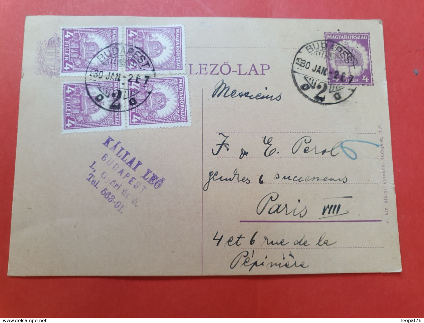 Hongrie - Entier Postal + Compléments De Budapest Pour Paris En 1930 - D 490 - Postwaardestukken