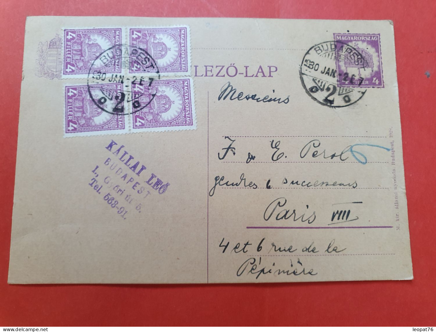 Hongrie - Entier Postal + Compléments De Budapest Pour Paris En 1930 - D 490 - Postal Stationery