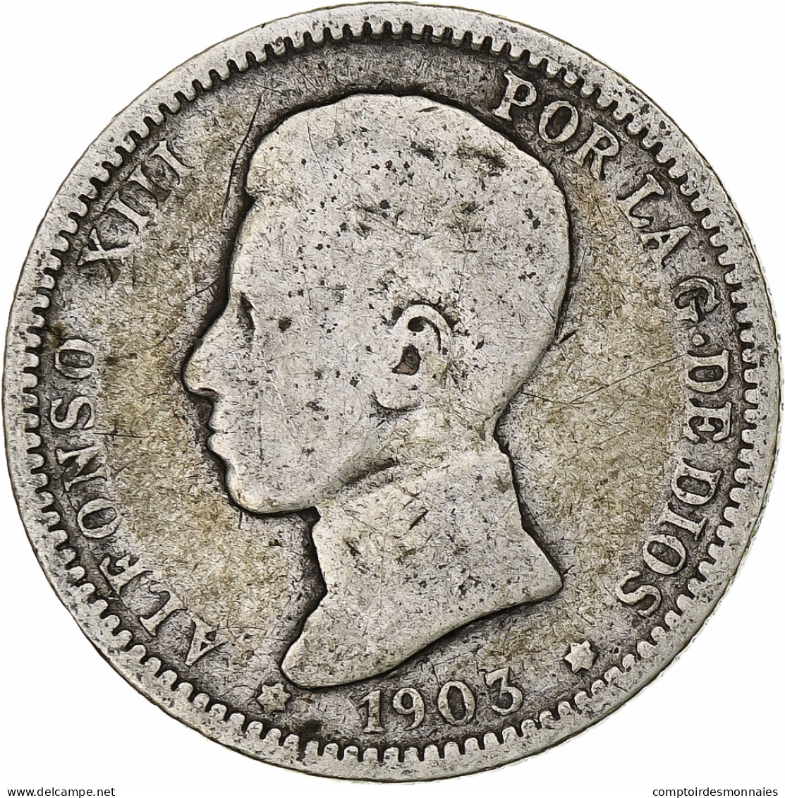 Monnaie, Espagne, Alfonso XIII, Peseta, 1903, Madrid, B+, Argent, KM:721 - First Minting