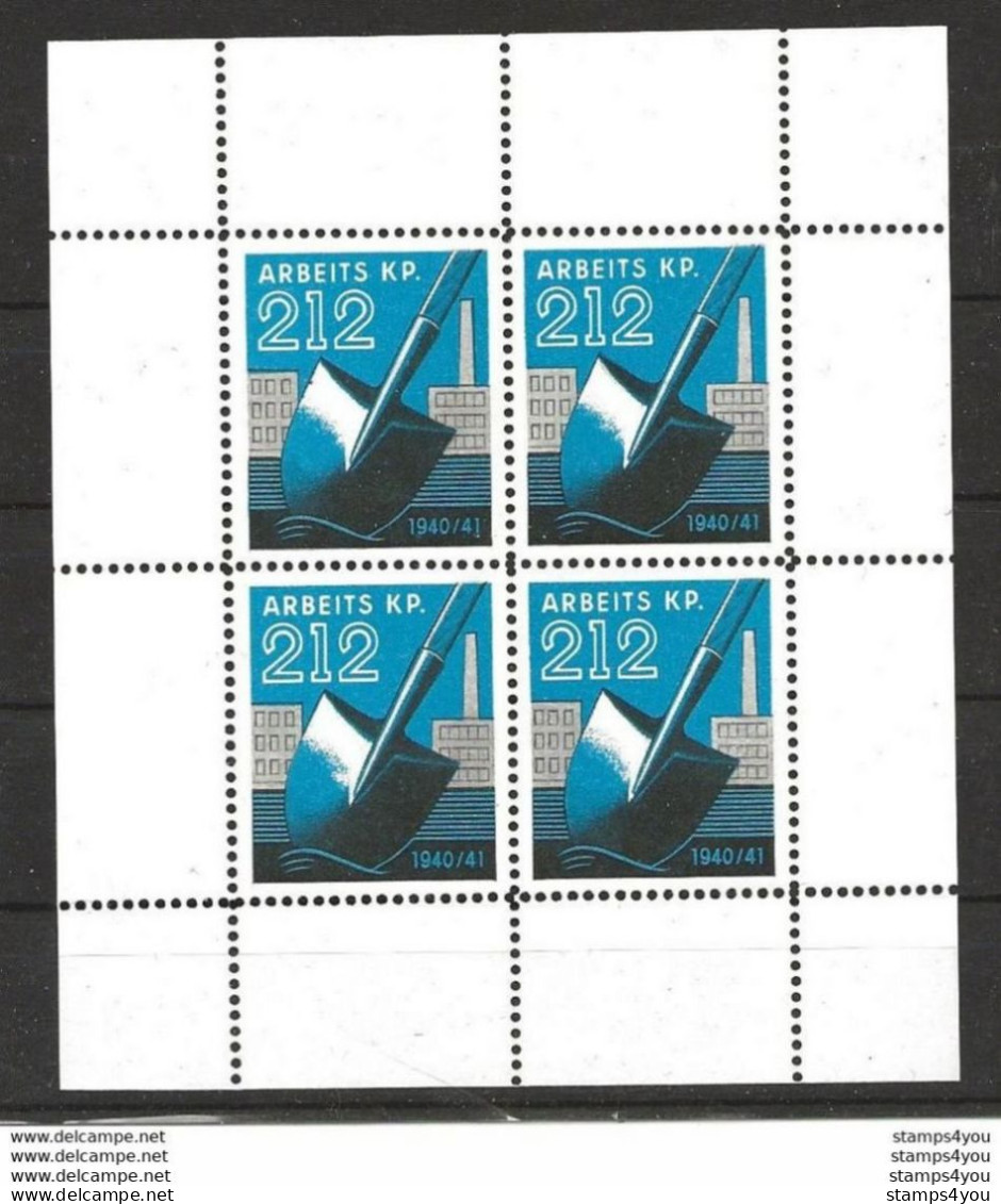 403 - 68 - Feuillet De 4 Timbres Neufs "Arbeits KP. 212" - Vignetten