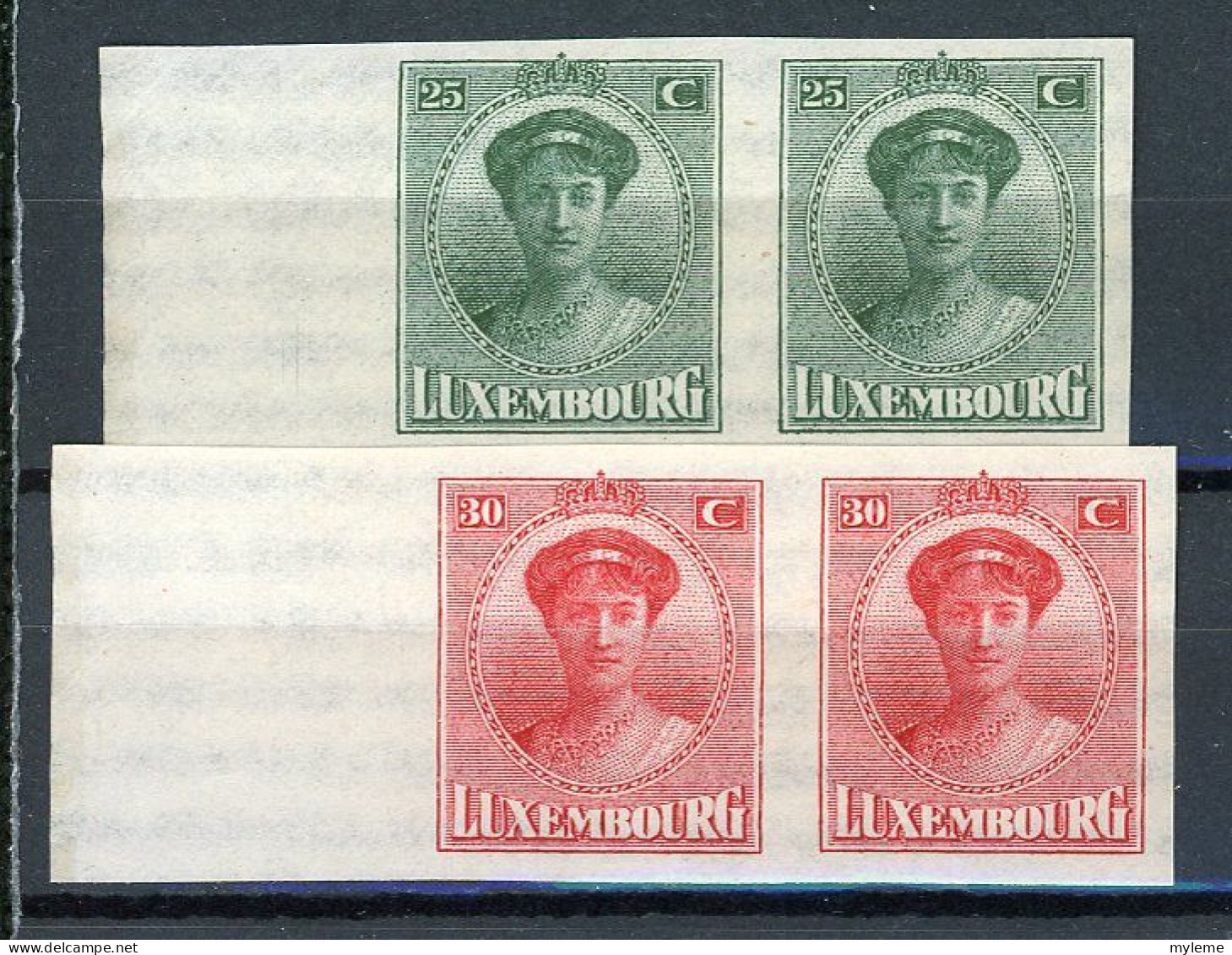 AZ-13 Luxembourg N° 126 + 127 * NON DENTELES. A Saisir !!! - 1914-24 Marie-Adelaide