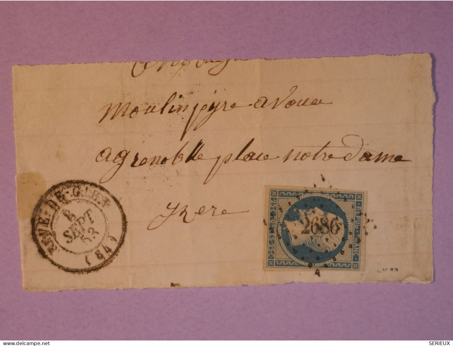 DF0 FRANCE  LETTRE  DEVANT 1853  A  GRENOBLE    + NAPOLEON  N° 10  + AFF. INTERESSANT++++ - 1852 Luis-Napoléon